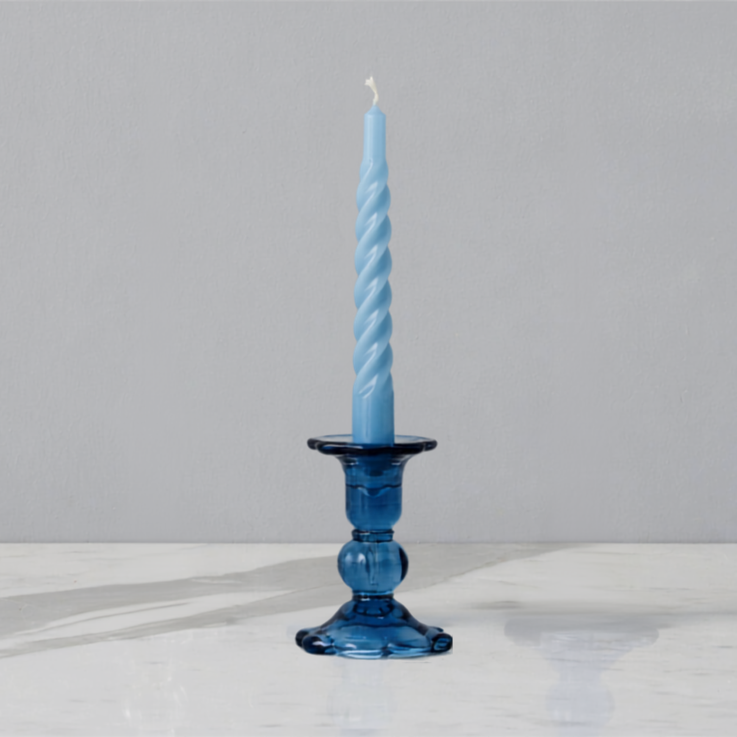 Glass Scalloped Candlesticks