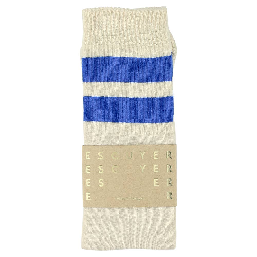 Unisex Tube Socks - Ecru / Bright Blue