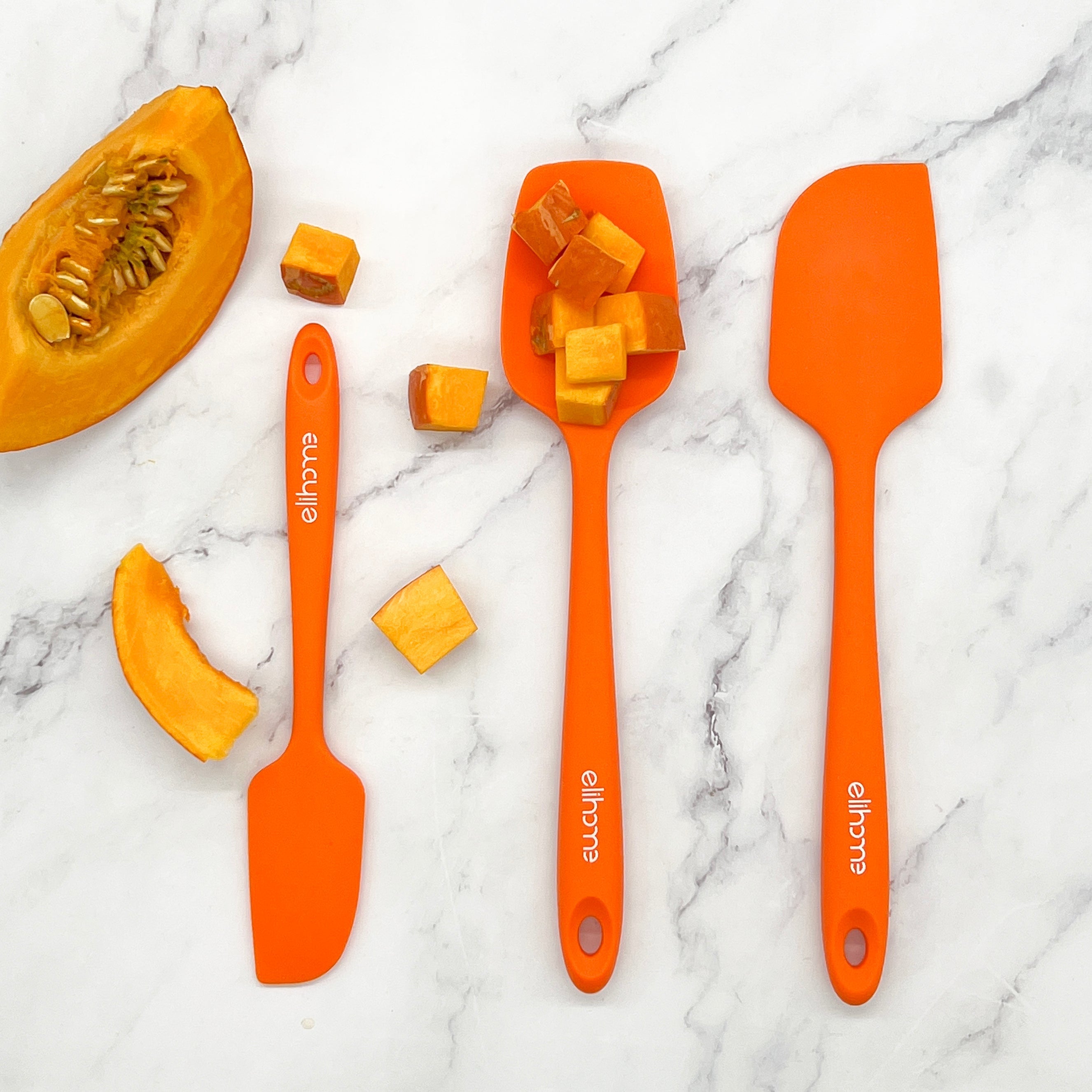 3 Piece Silicone Spatula Set - Orange