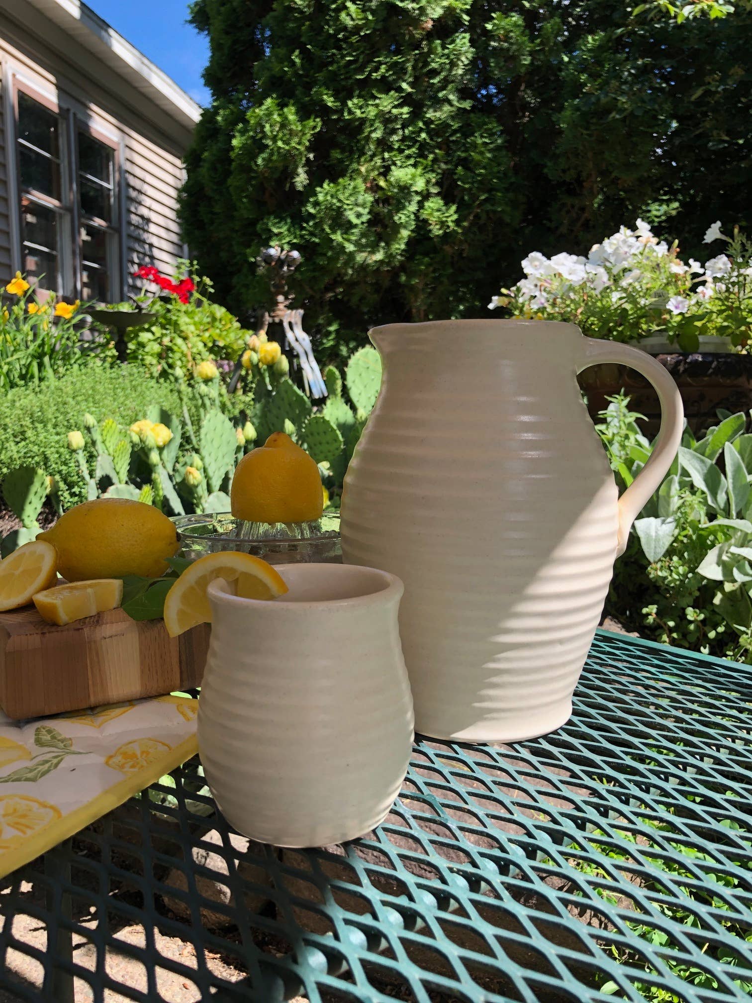 Farmhouse Ridges Pitcher - Drift White