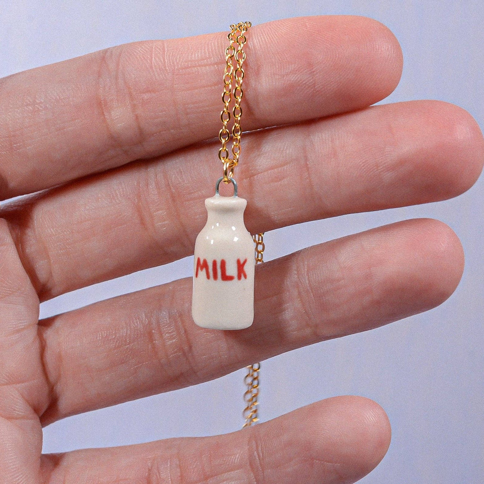 Milk Bottle Ceramic Charm Pendant Necklace