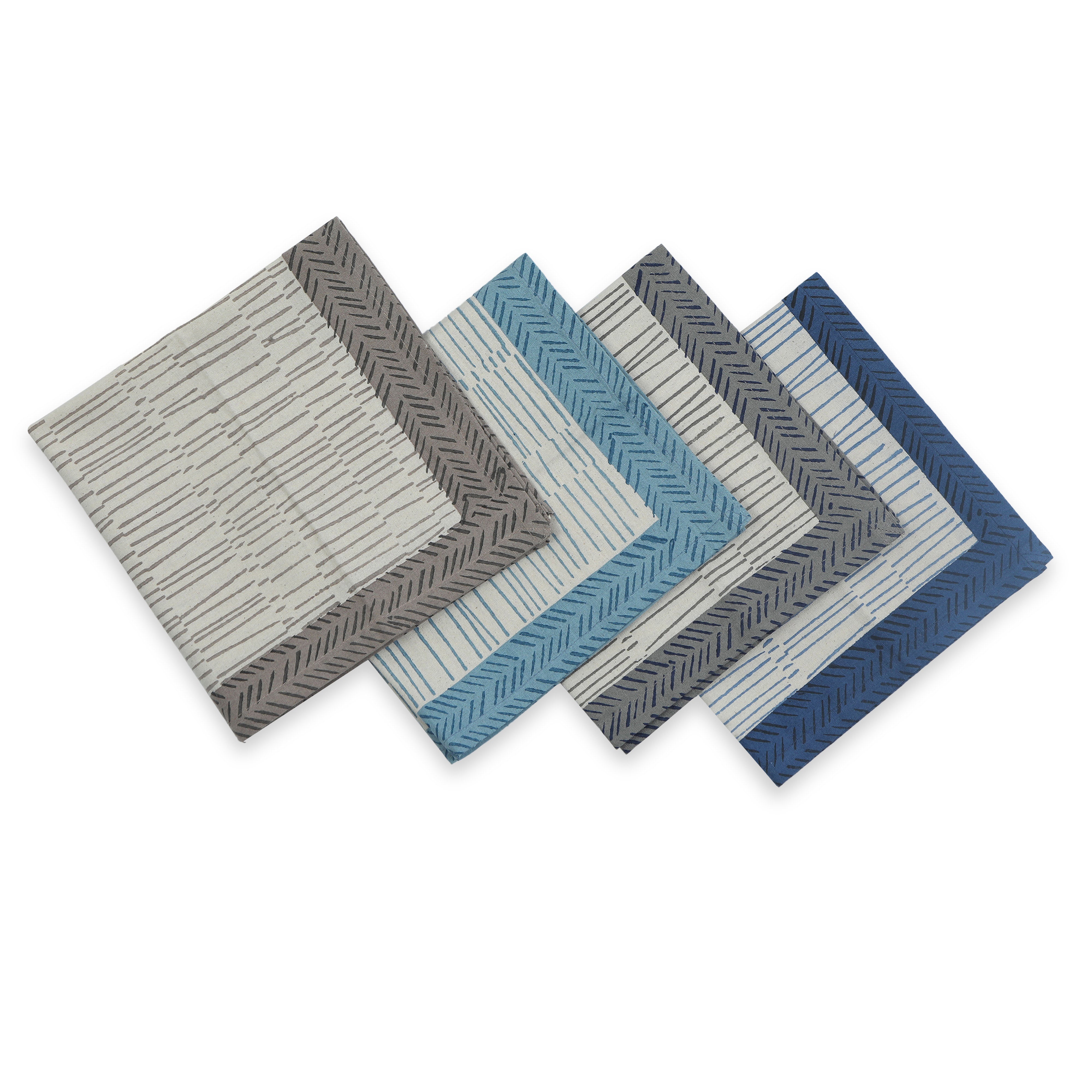 Hand Block Printed Cotton Napkins, Set of 4 | 16″×16″ | Reverie