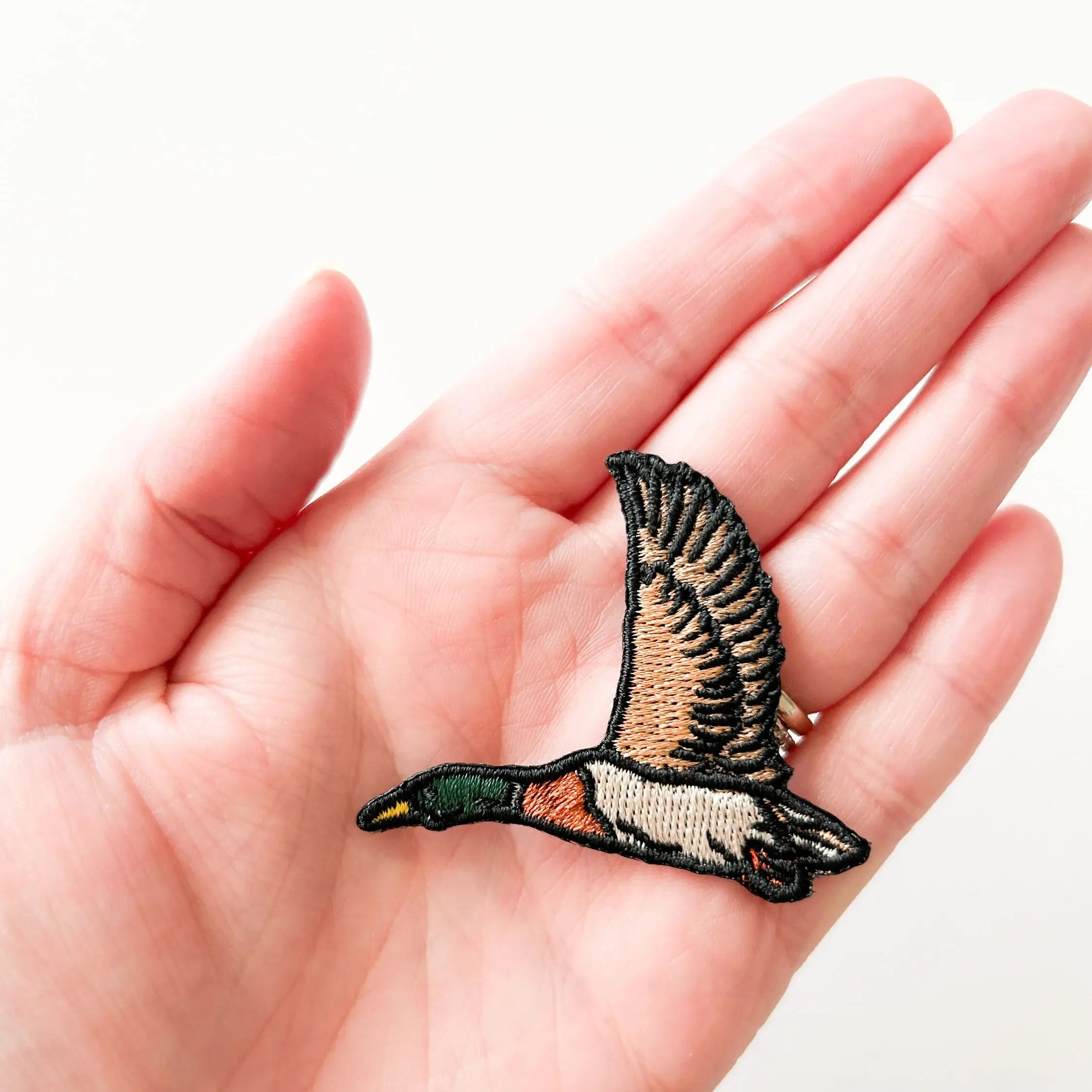3 inch Flying Mallard Duck Embroidered Iron-On Patch