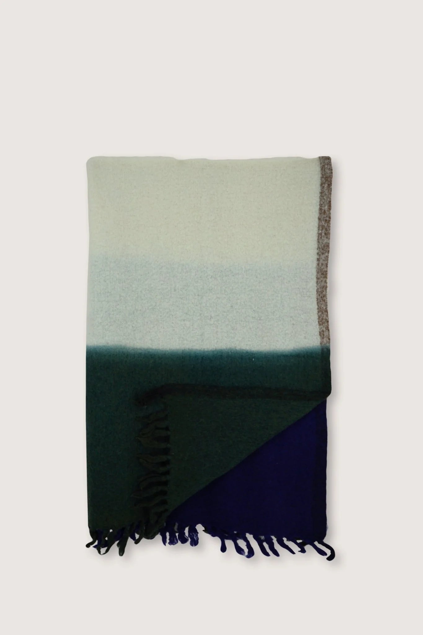 N°83 Plaid Wool Throw - Khaki/Ink Blue