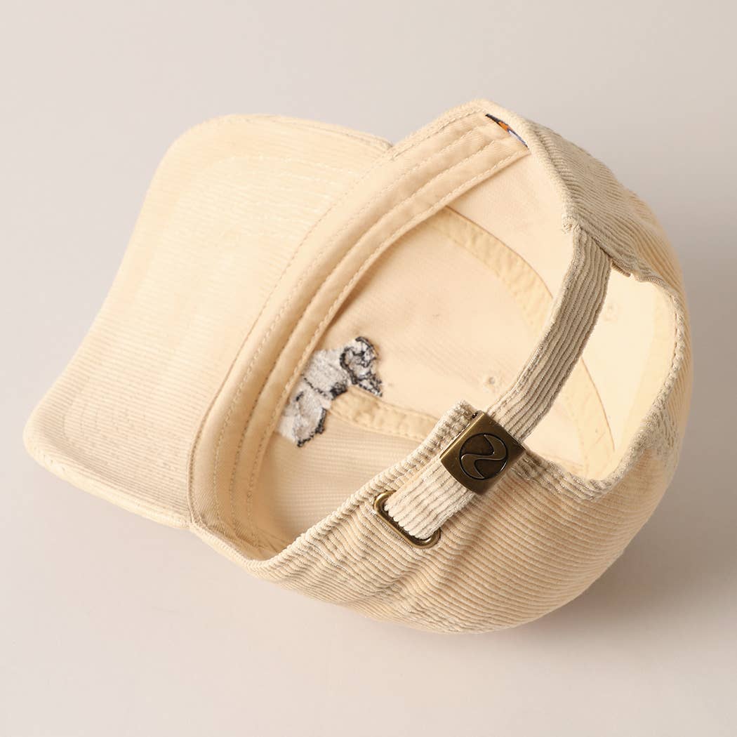 French Bulldog Embroidered Corduroy Baseball Cap