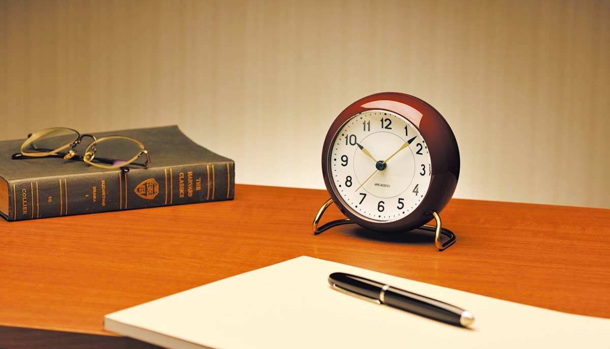 Arne Jacobsen - Station - 4.3" Dia. Table Clock w/ Alarm