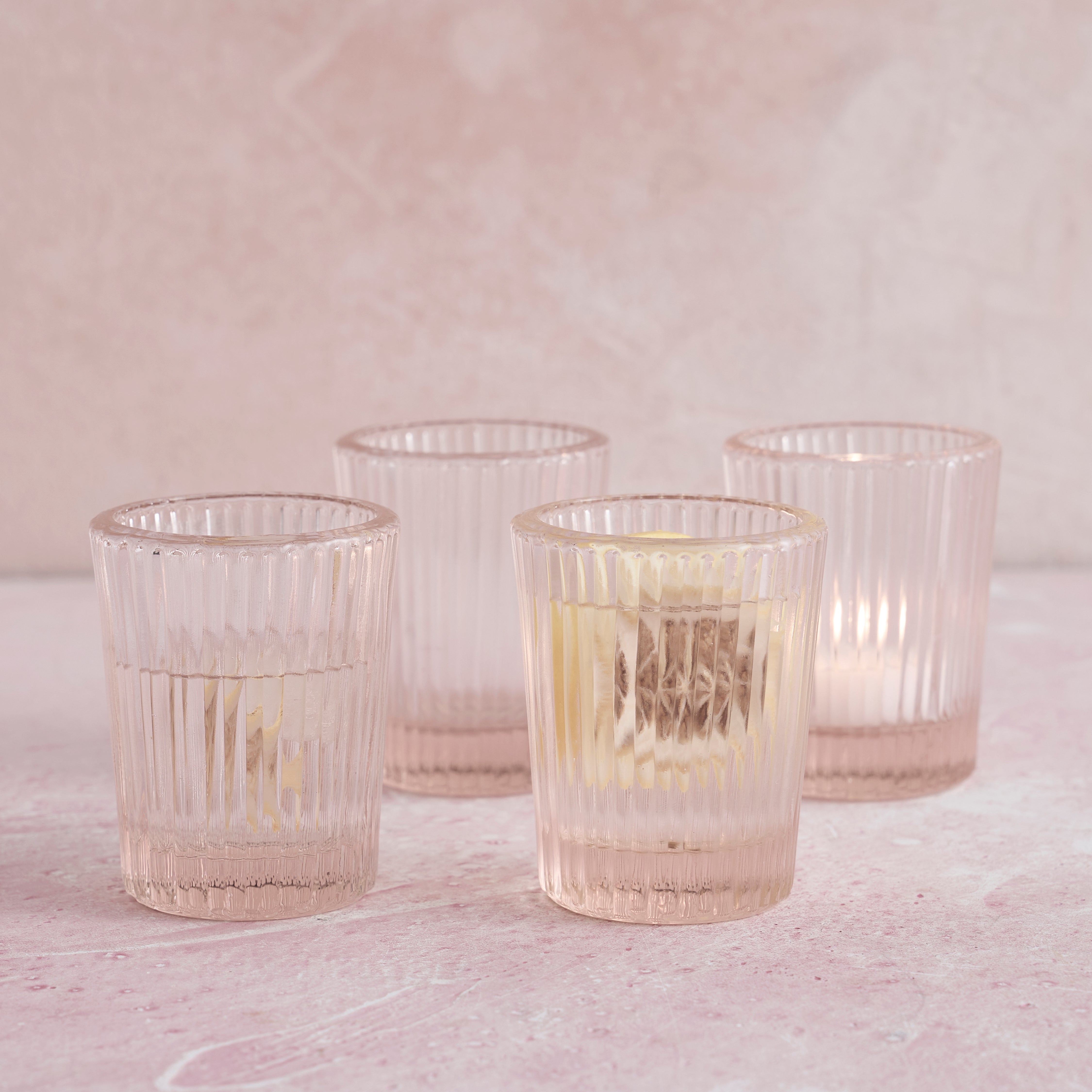 Pressed Pink Juice Glasses - Set of 4