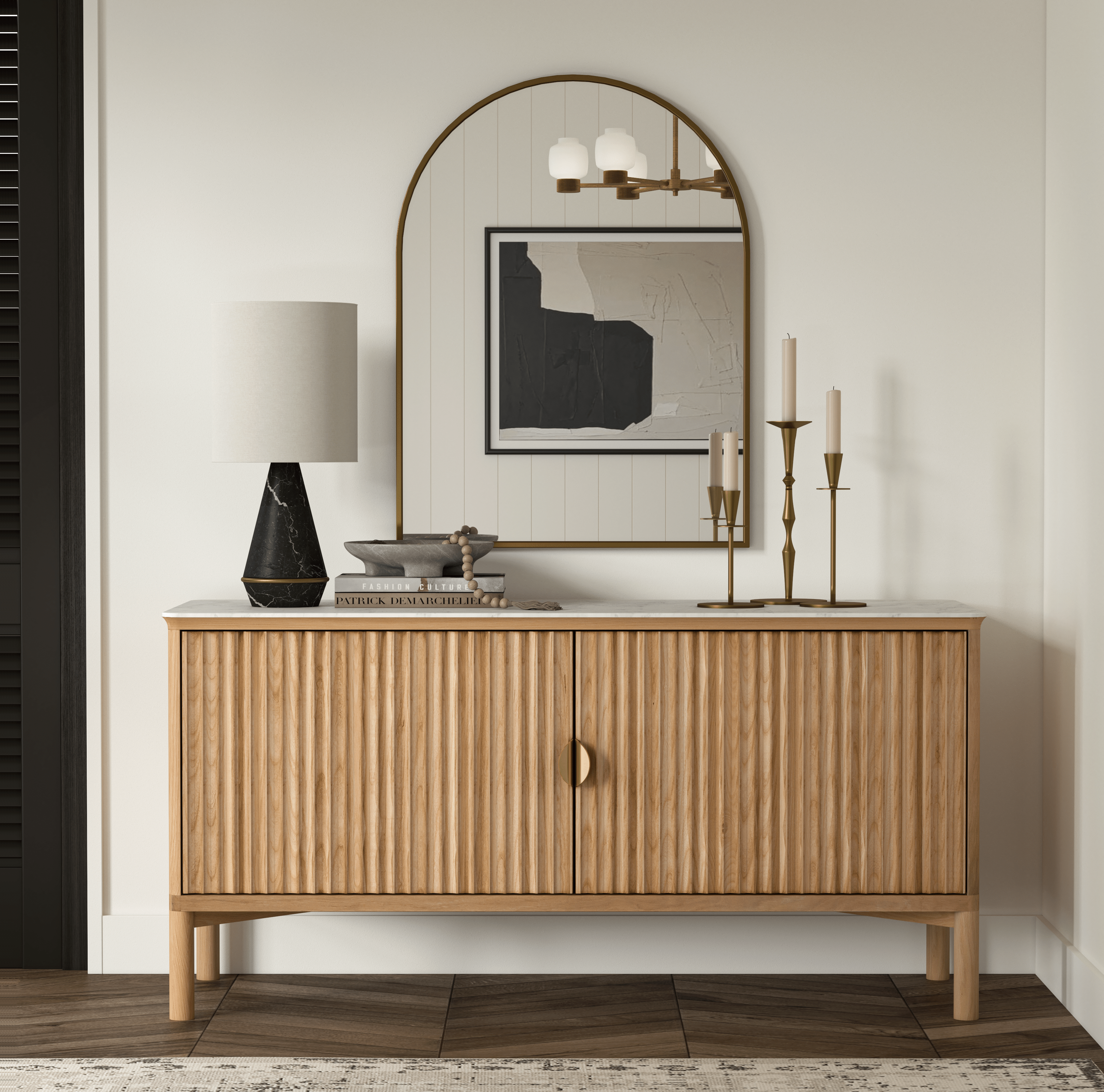 Olive Reeded Sideboard