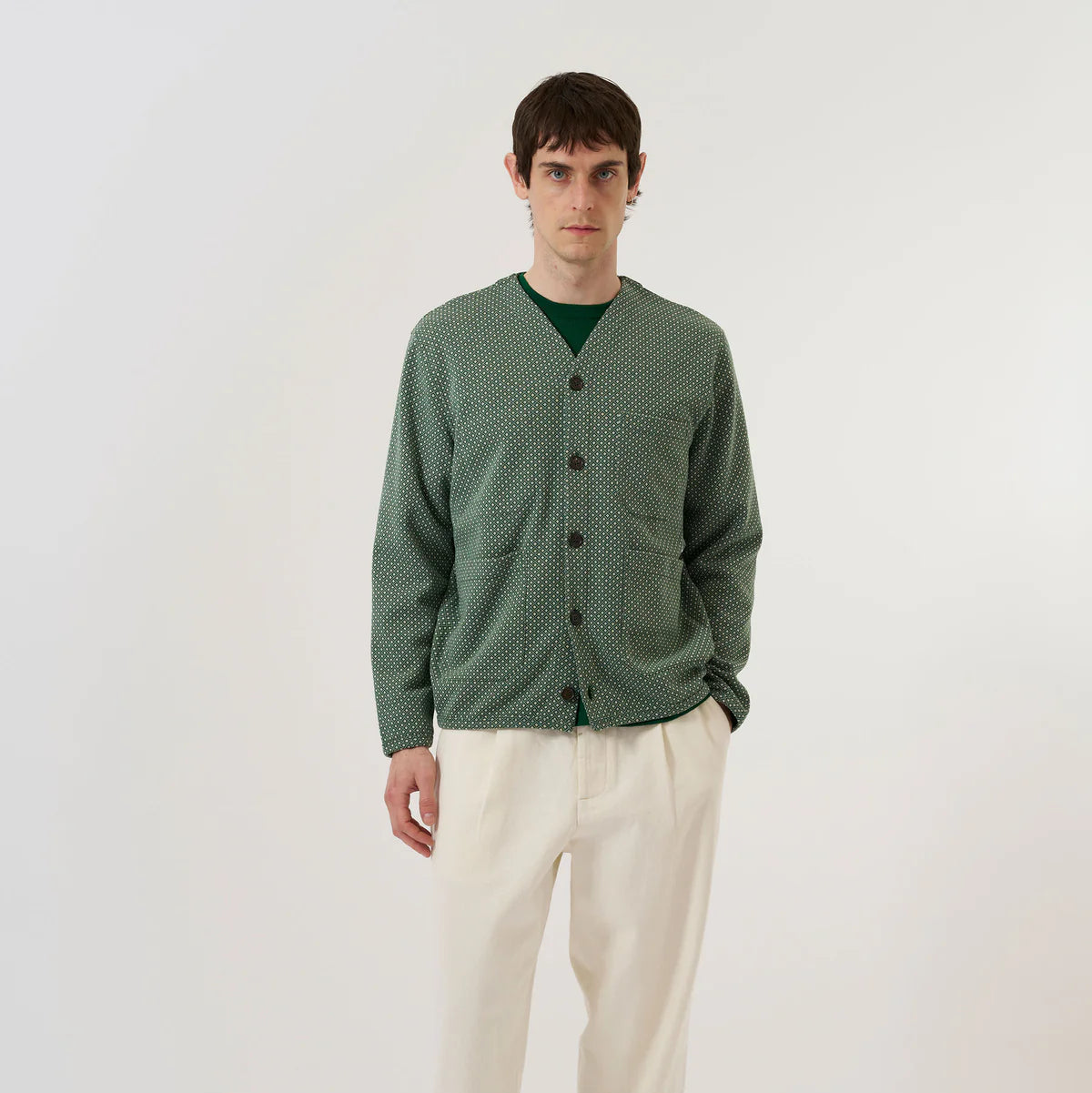 Green Argyll Jersey Cardigan
