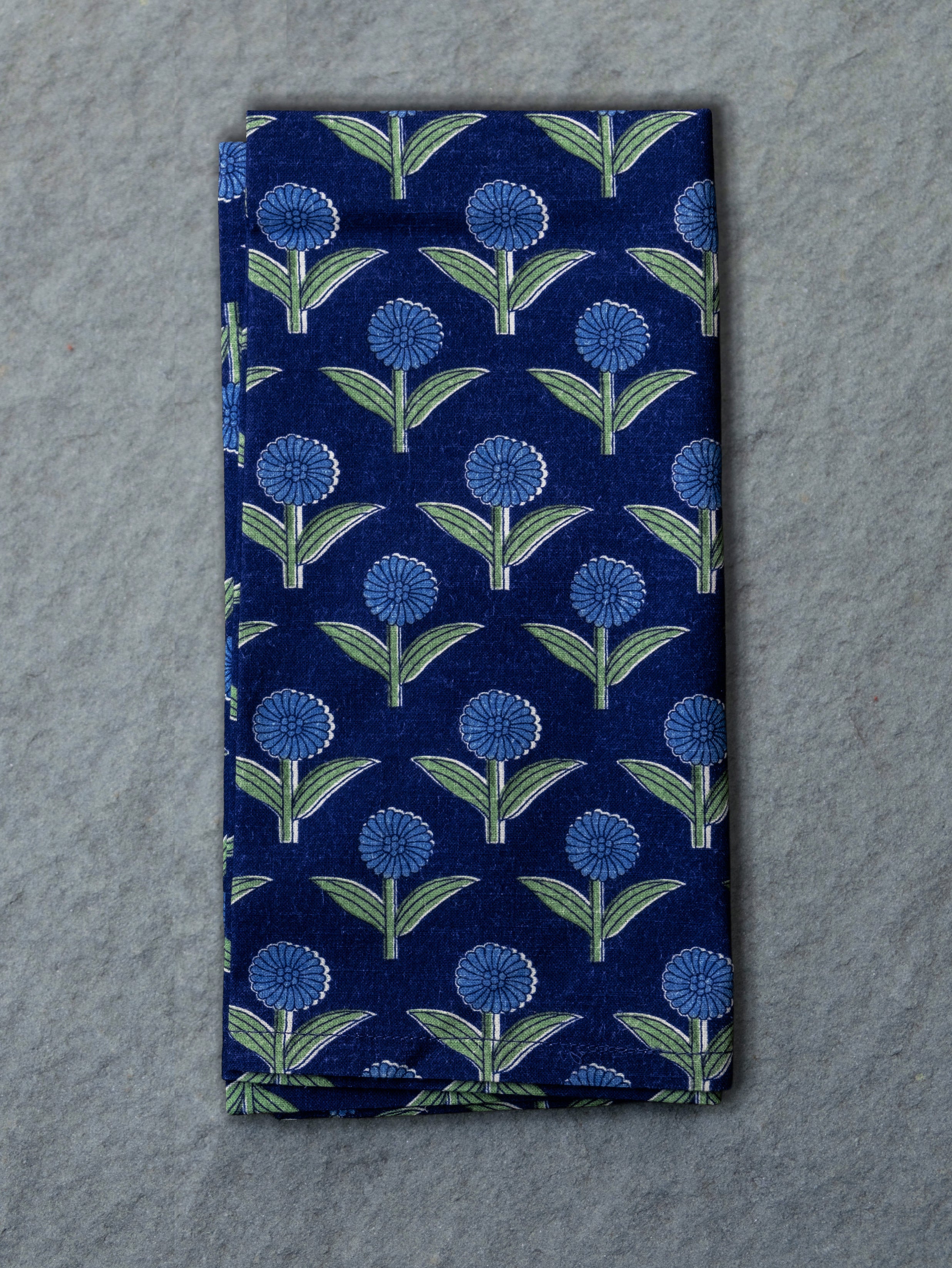 Indigo Thistle Cotton Napkins - Set of 4