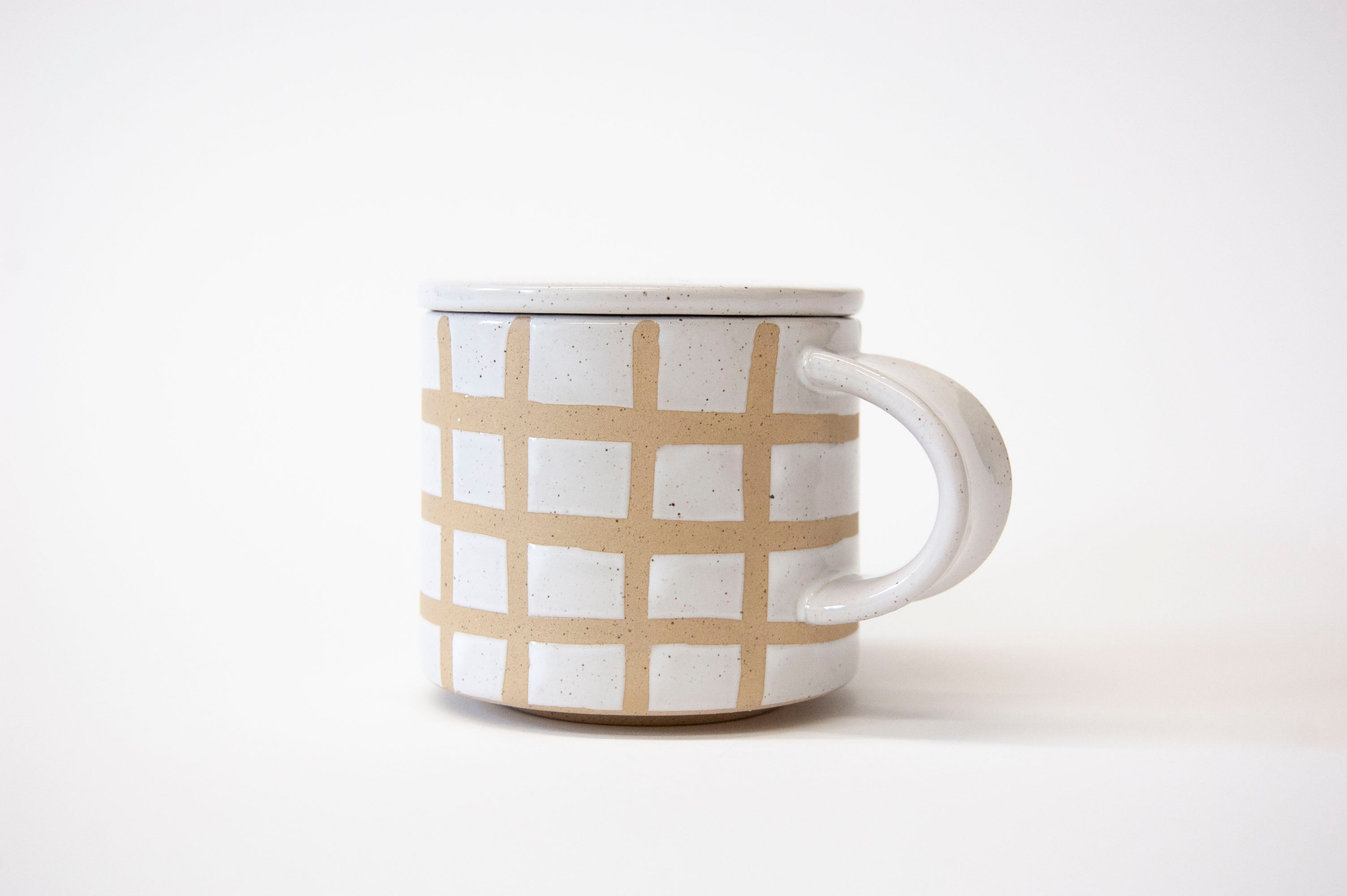 Speckle Grid Mug with Lid - Set of 2
