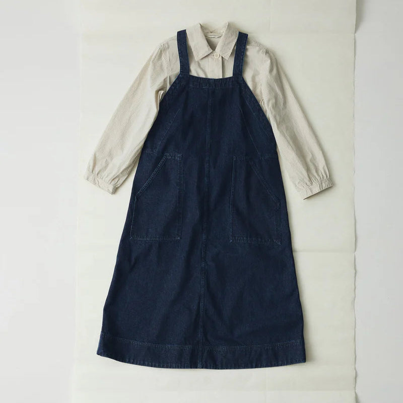 Toast Patch Pocket Denim Dungaree Dress