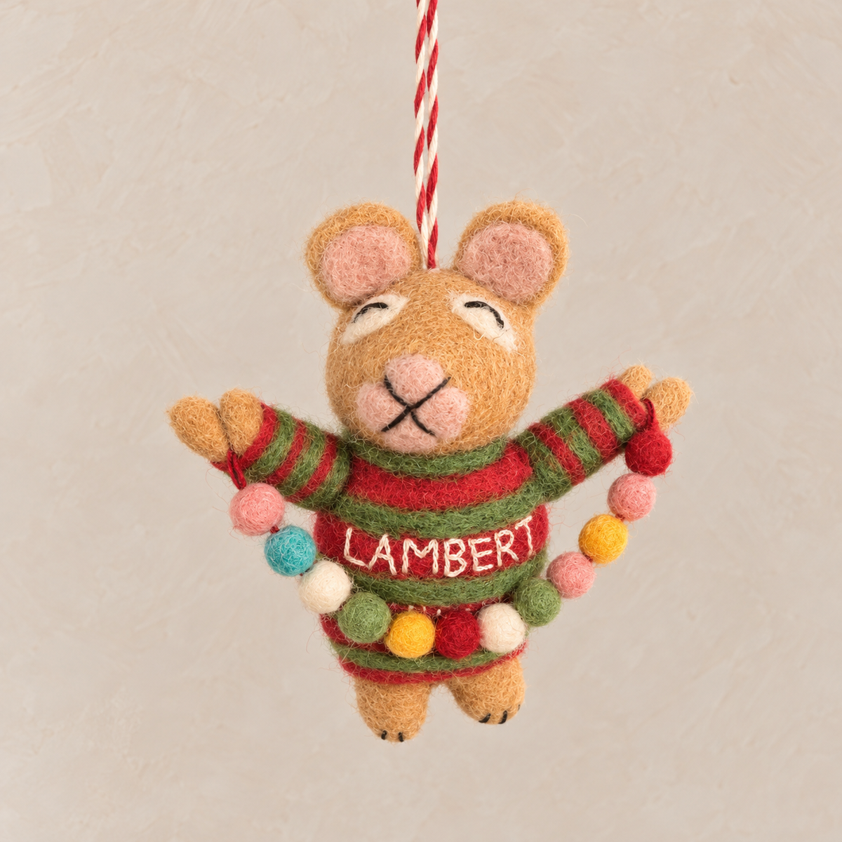 Lambertville Teddy Bear with String Lights Ornament