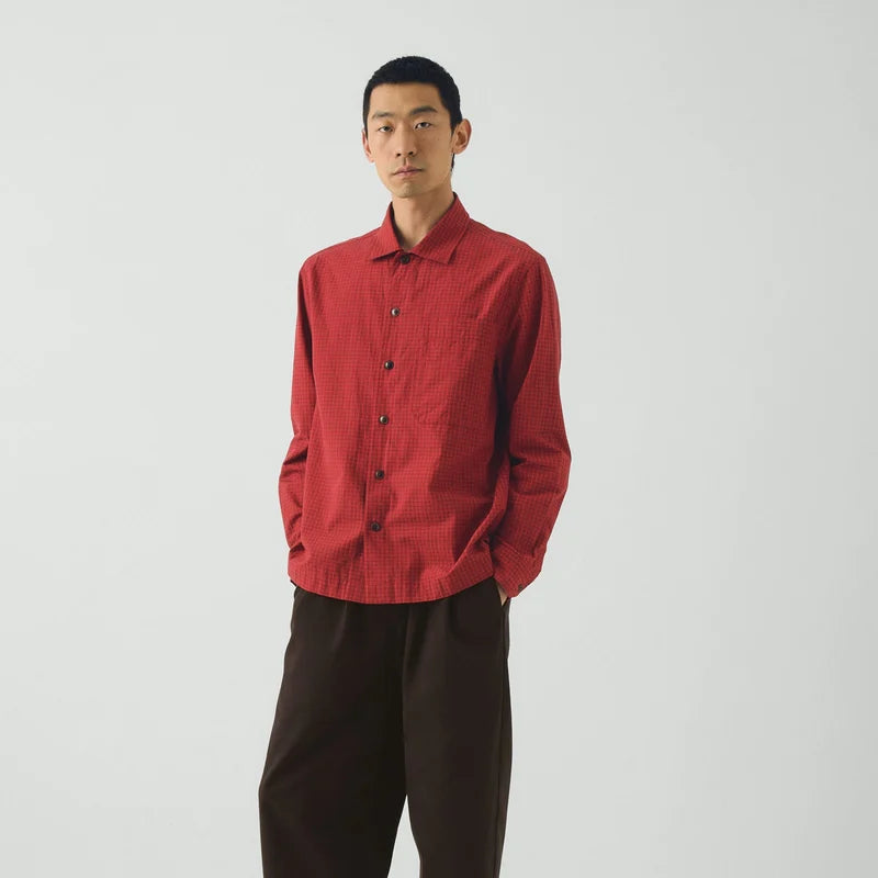 Graph Paper Check Cotton Shirt