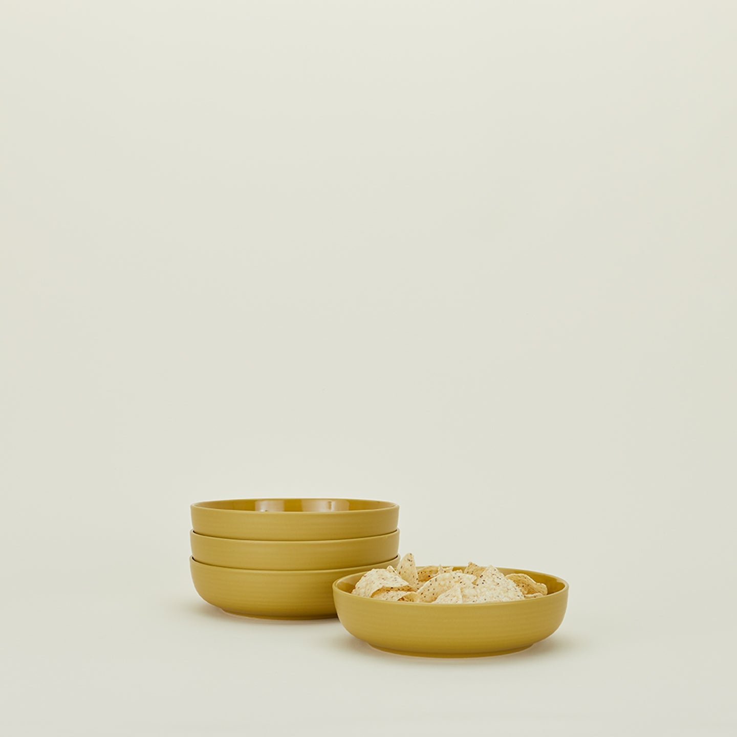 ESSENTIAL LOW BOWL - SET OF 4, MUSTARD