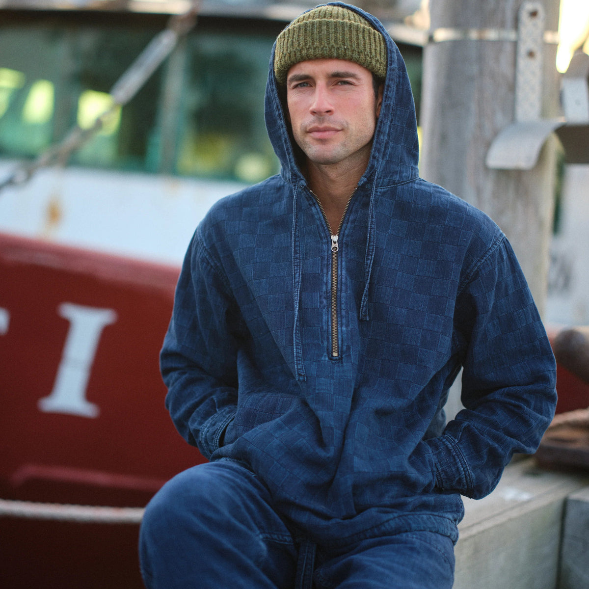 Boro Patchwork Denim Hoodie - Unisex