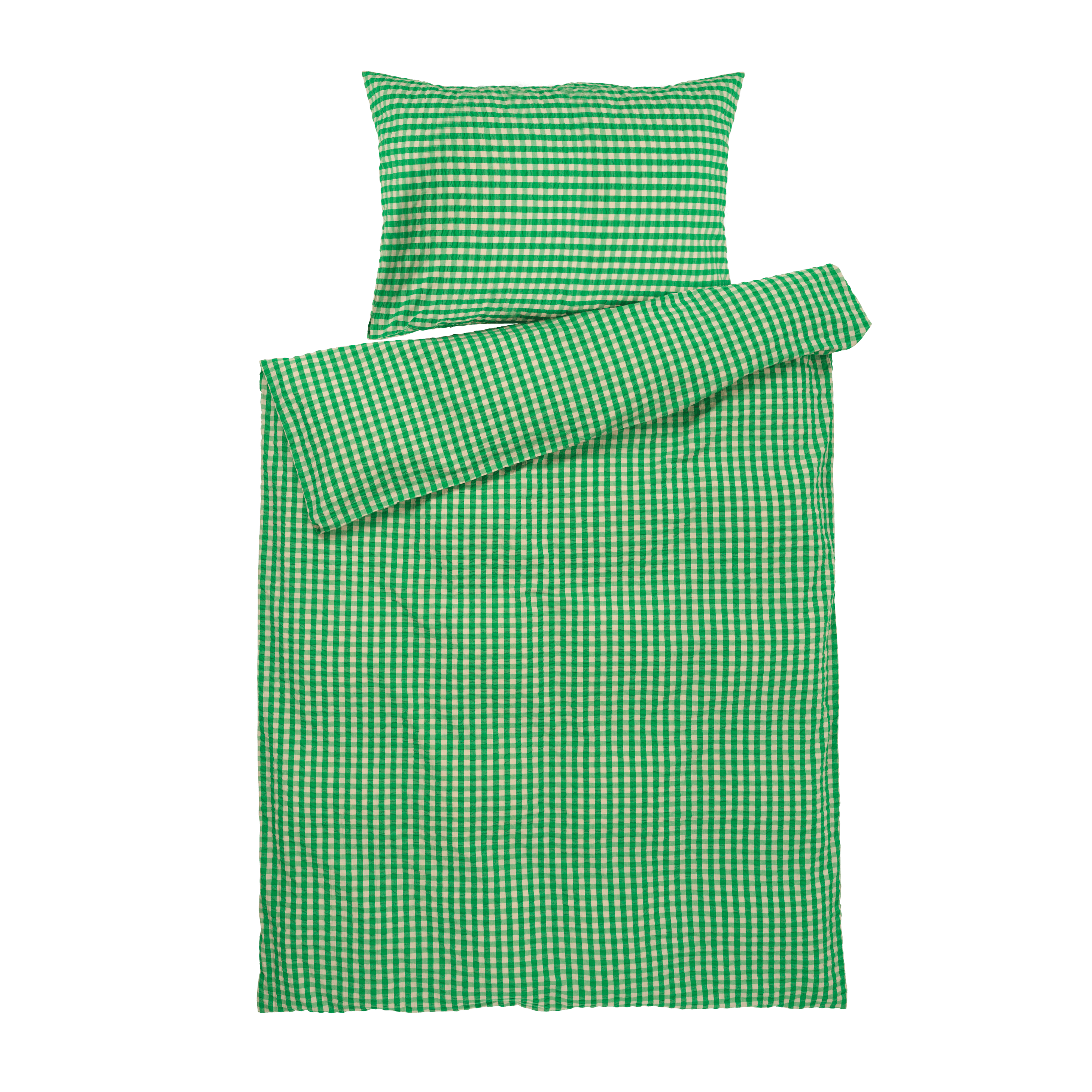 JUNA Bæk&Bølge Duvet Cover Set, Twin, Green/Sand