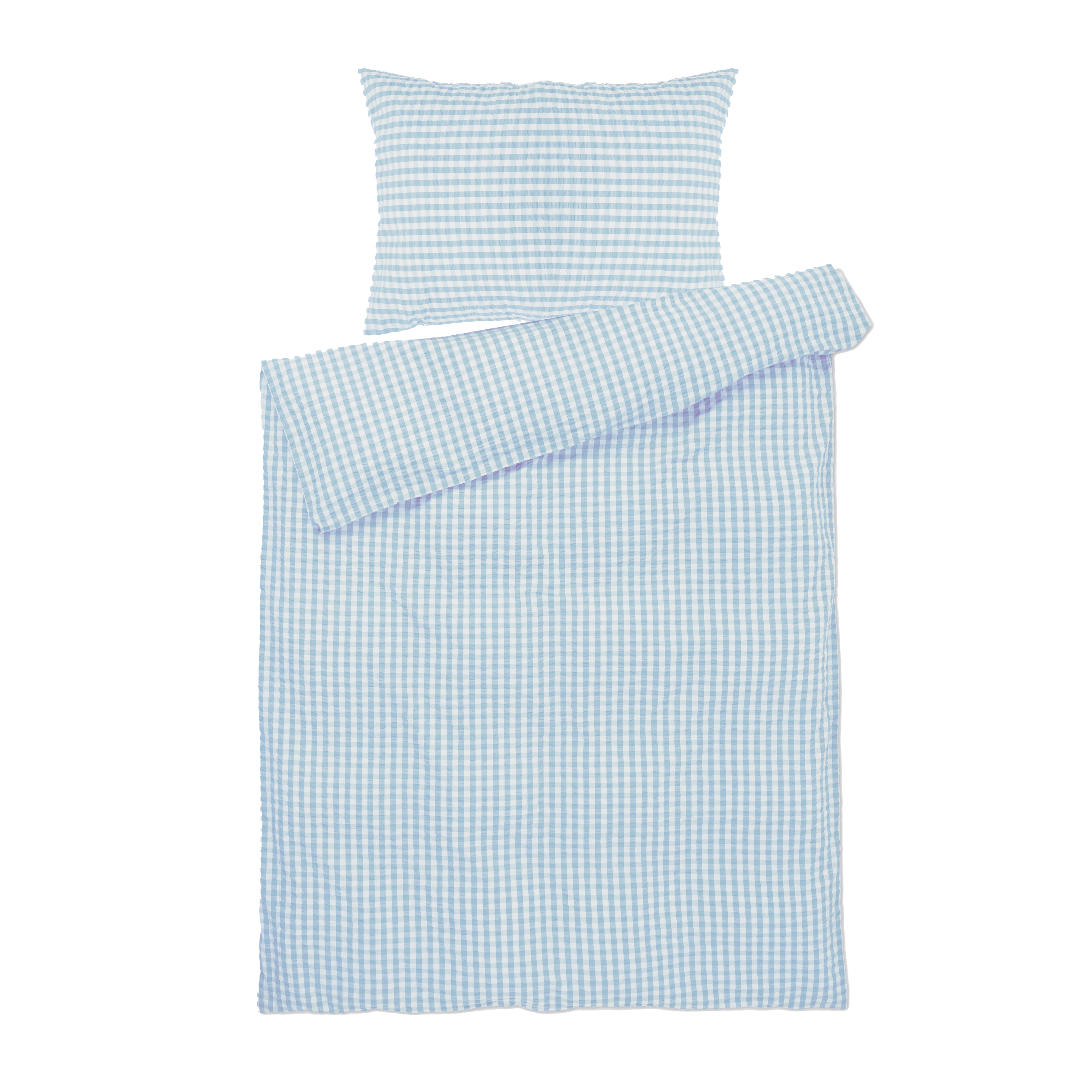 JUNA Bæk&Bølge Duvet Cover Set, Twin, White/Light Blue