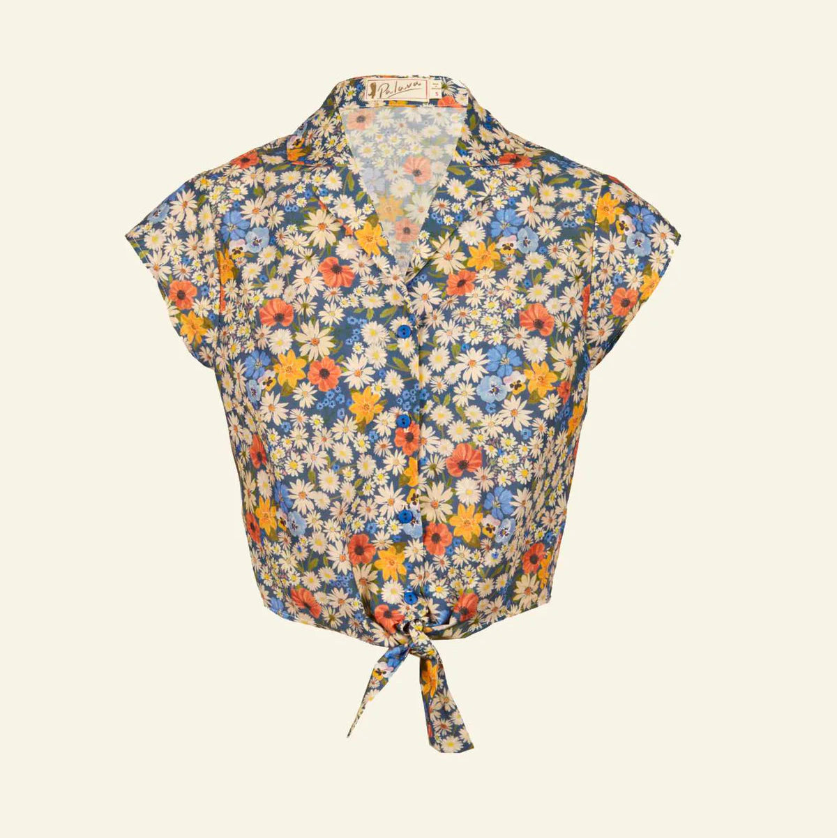 Peggy Top - Blue Ditsy Daisy
