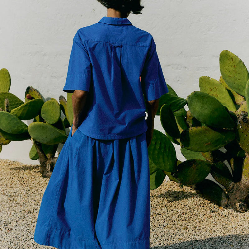 Toast Pleated Cotton Linen Poplin Skirt