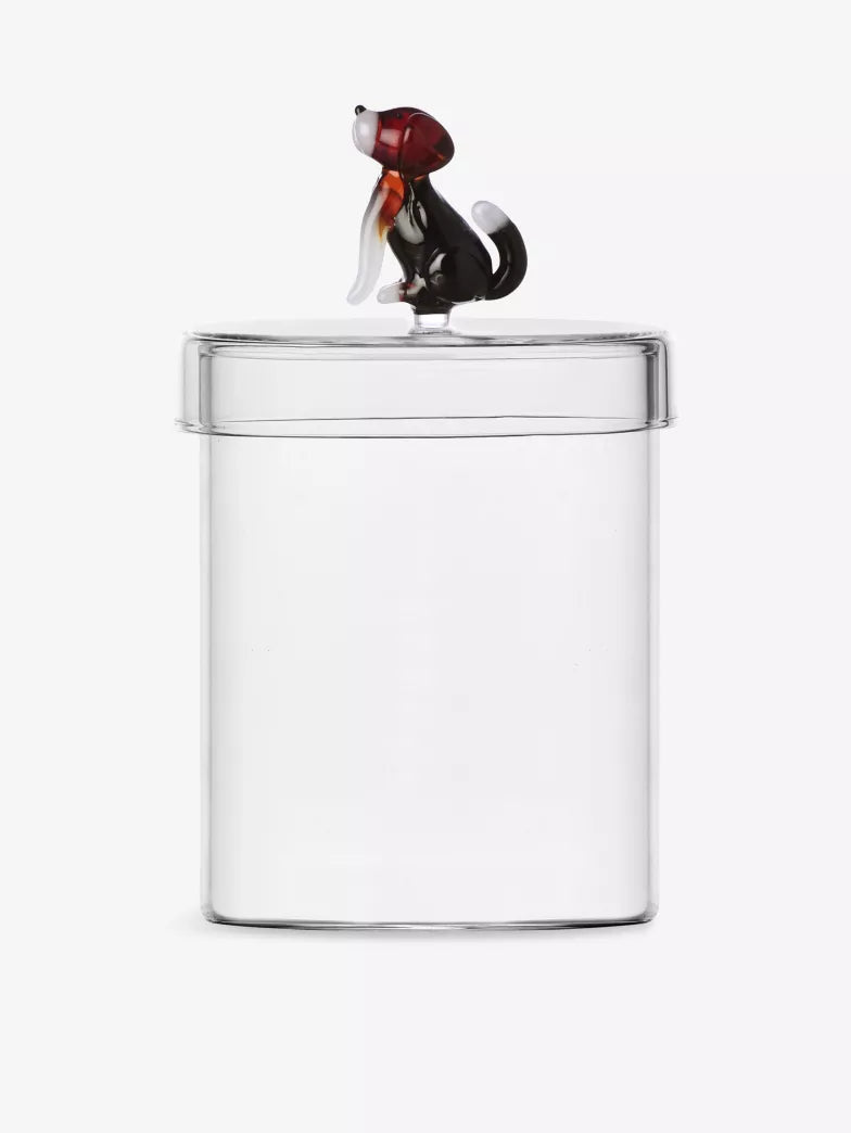 English Foxhound Glass Lidded Canister