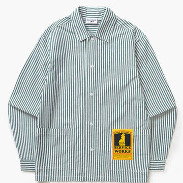 Poplin Stripe Waiter Shirt - Forrest Green