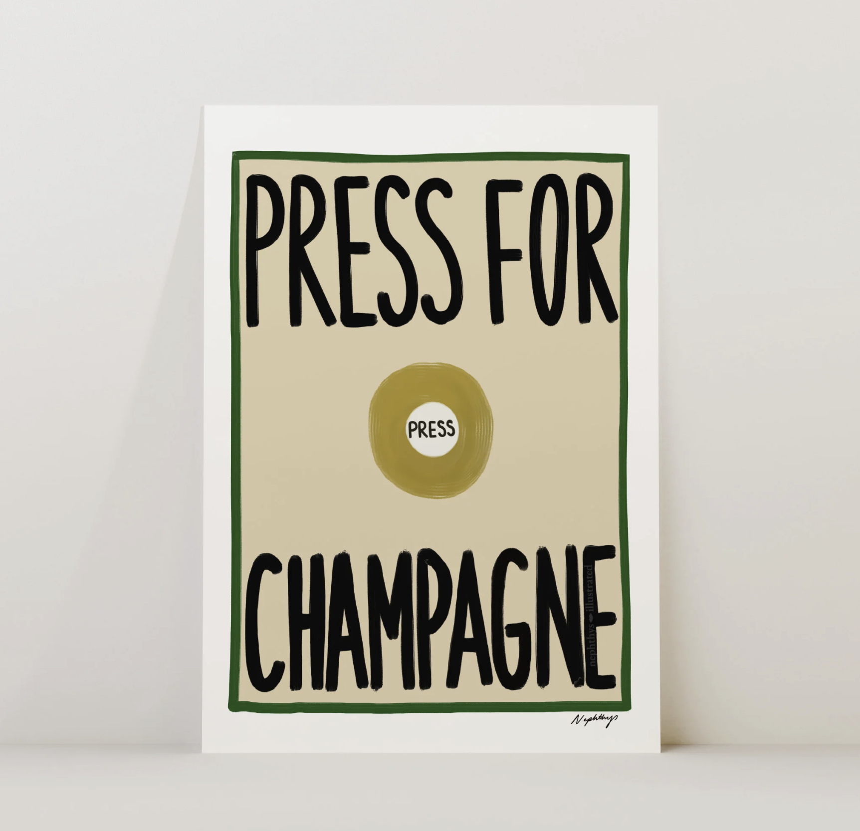 Press for Champagne A3 print - unframed