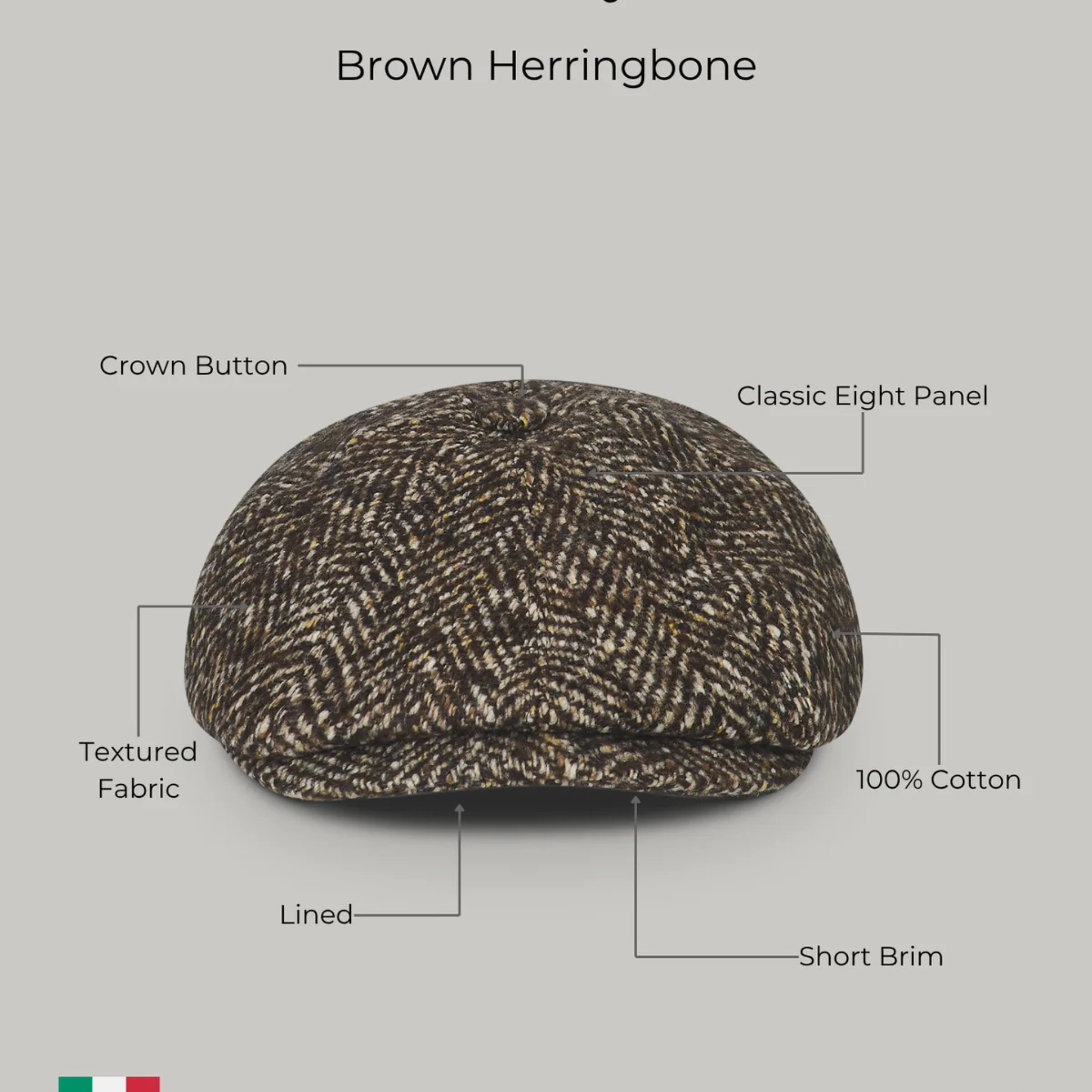 Baker Boy Hat - Brown Herringbone