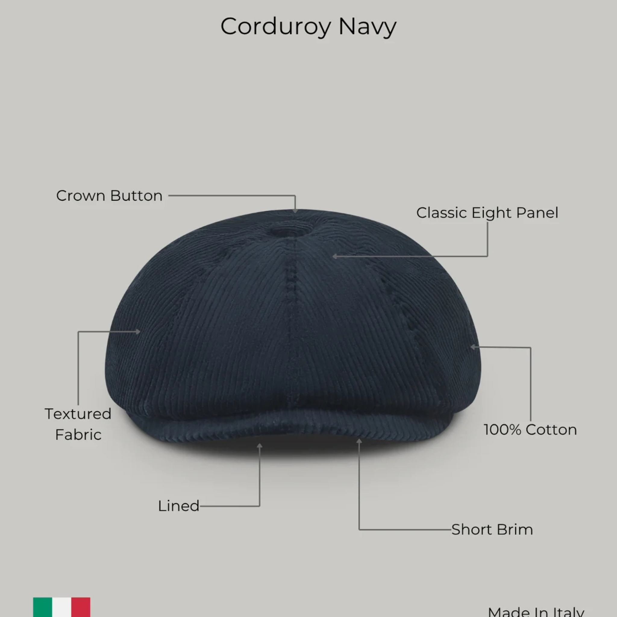 Baker Boy Hat - Corduroy Navy