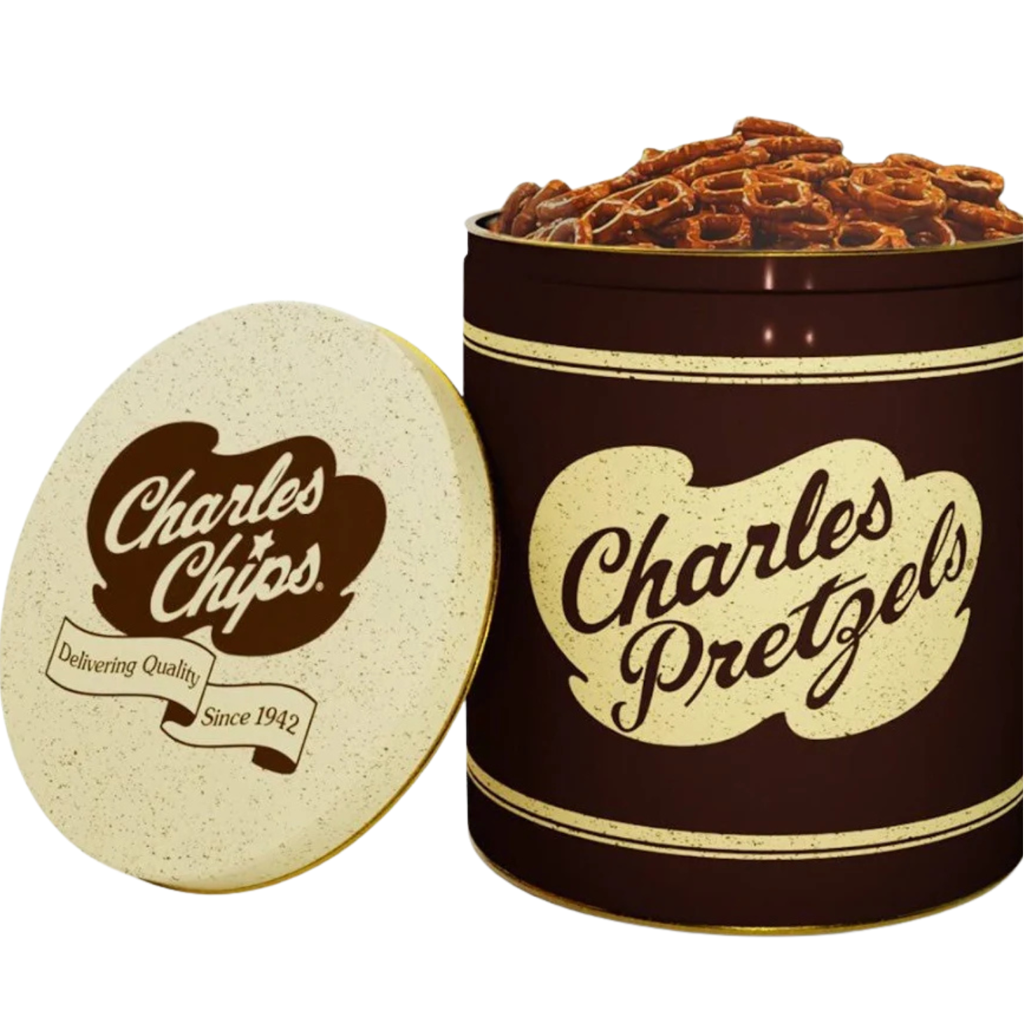 Charles Chips Pretzels Tin Case