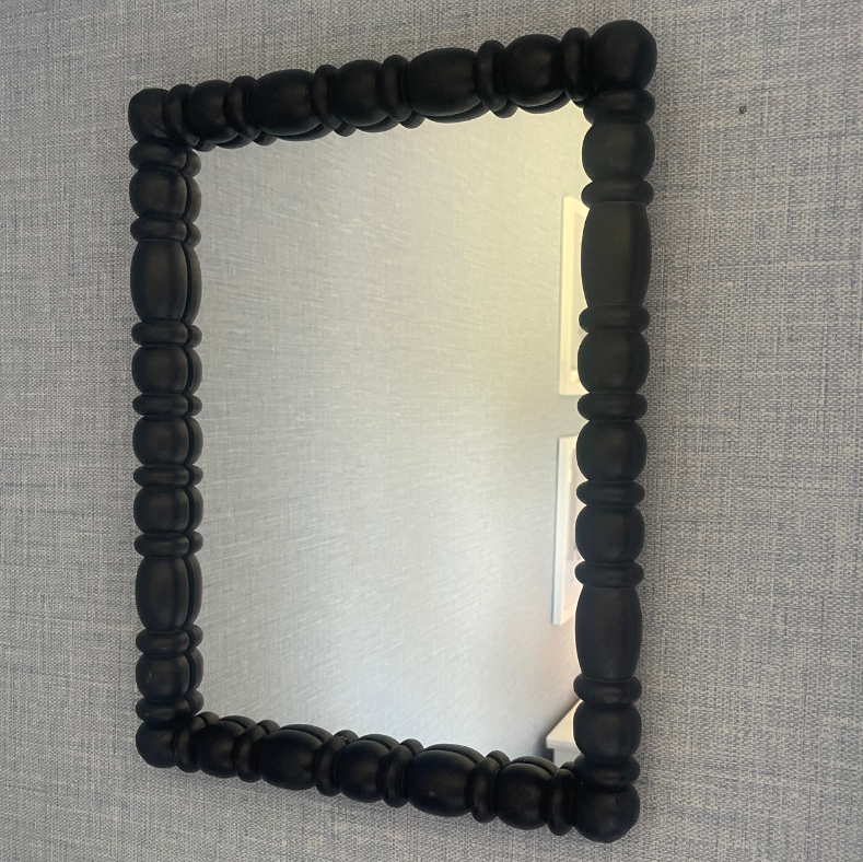 Spindle Wooden Framed Mirror - Black