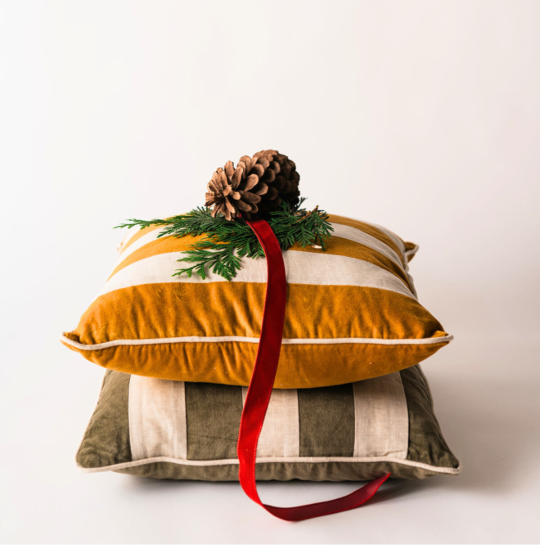 Velvet Linen Stripe Pillow