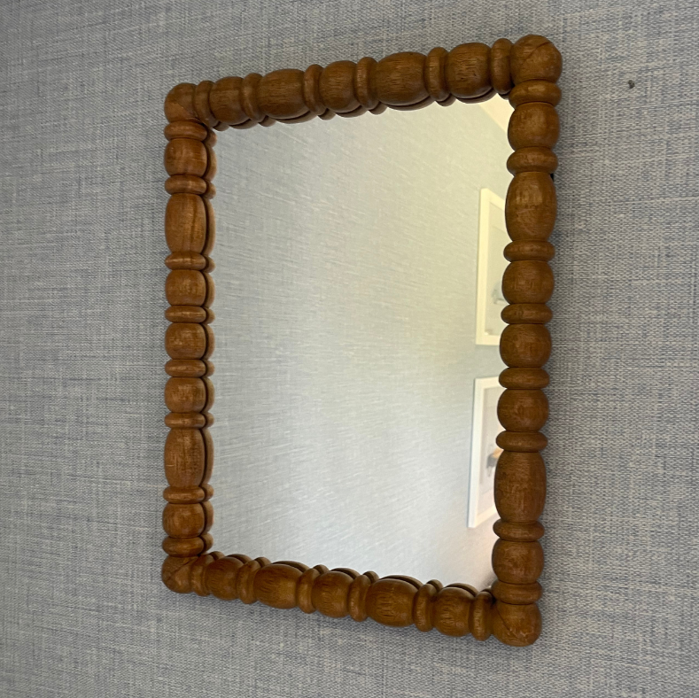 Spindle Wooden Framed Mirror - Light Brown