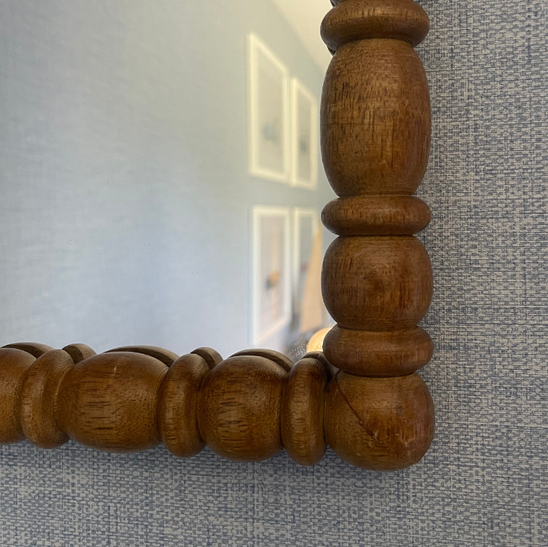 Spindle Wooden Framed Mirror - Light Brown