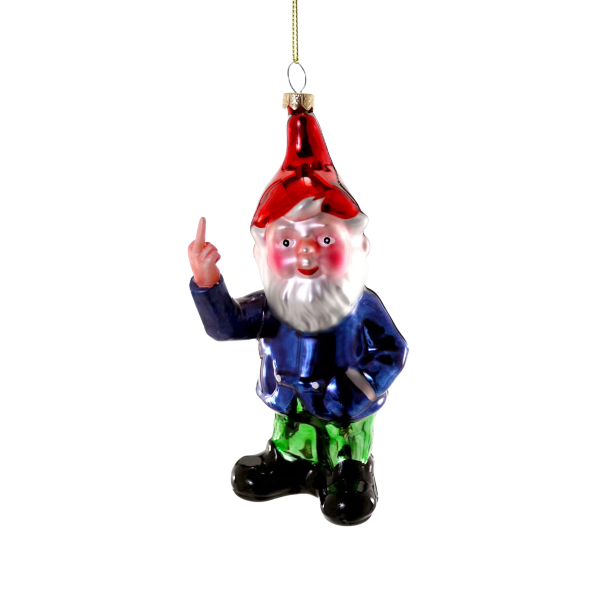 Naughty Gnome Glass Ornament