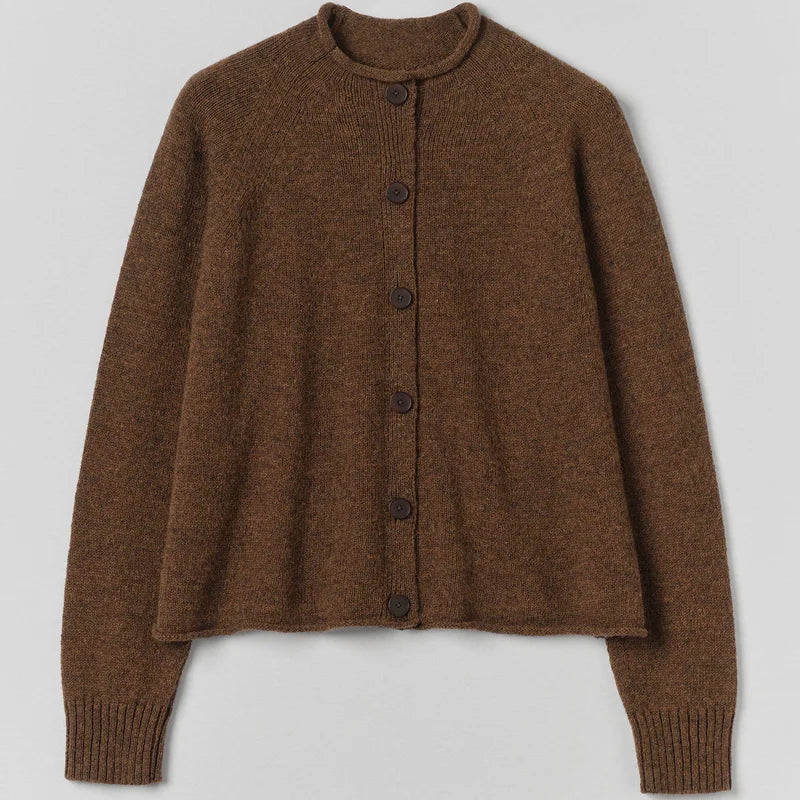 Heathery Wool High Neck Cardigan