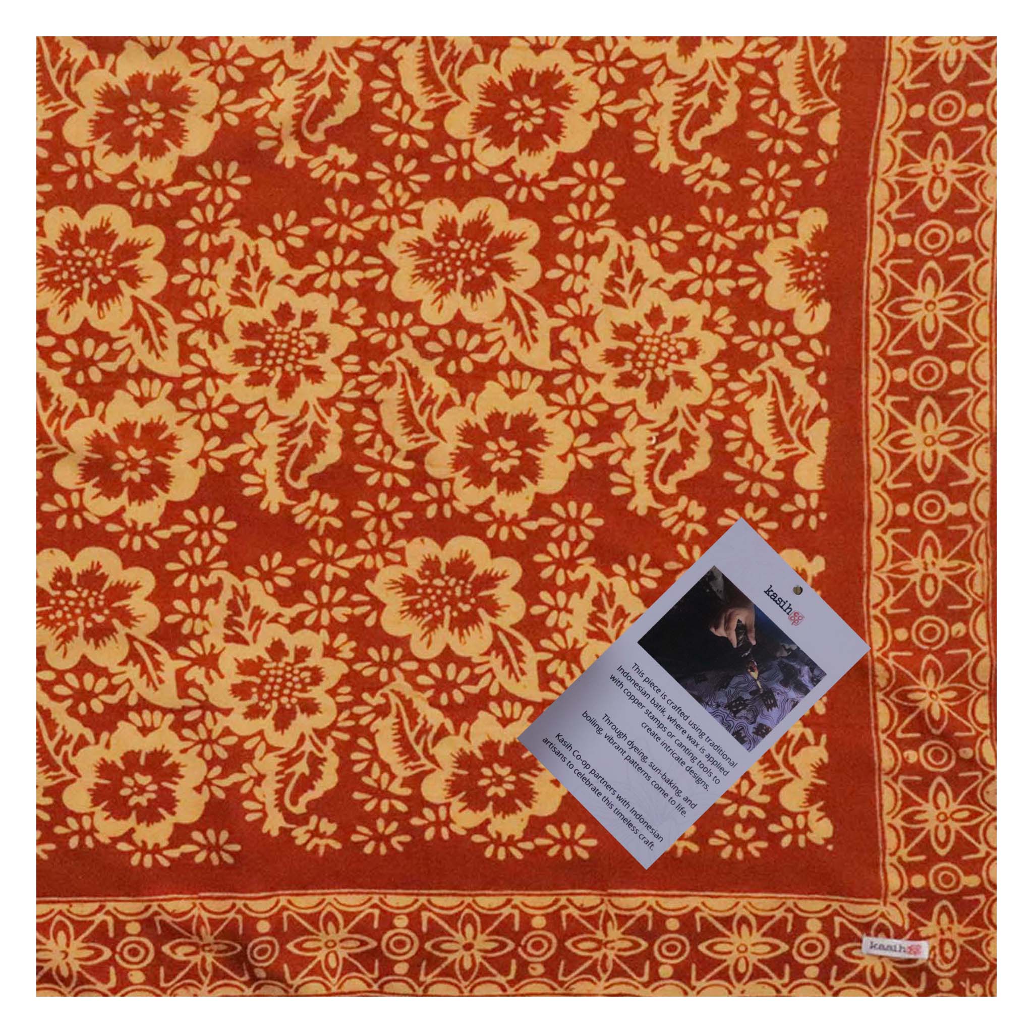Batik Bandana Lightweight 100% cotton, red brown auburn burnt orange