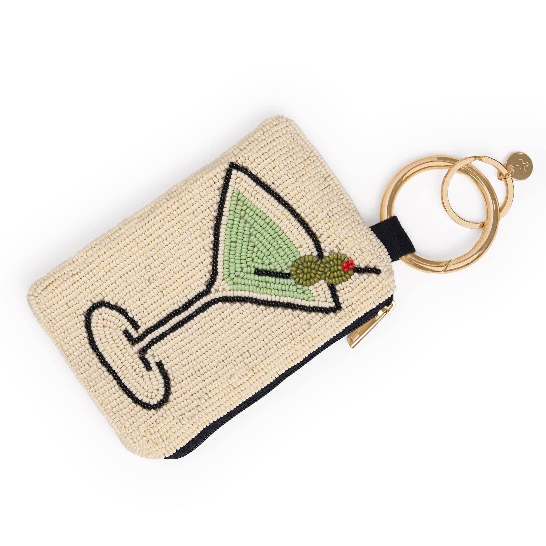 Mary Drinks Beaded Coin Purse Ivory