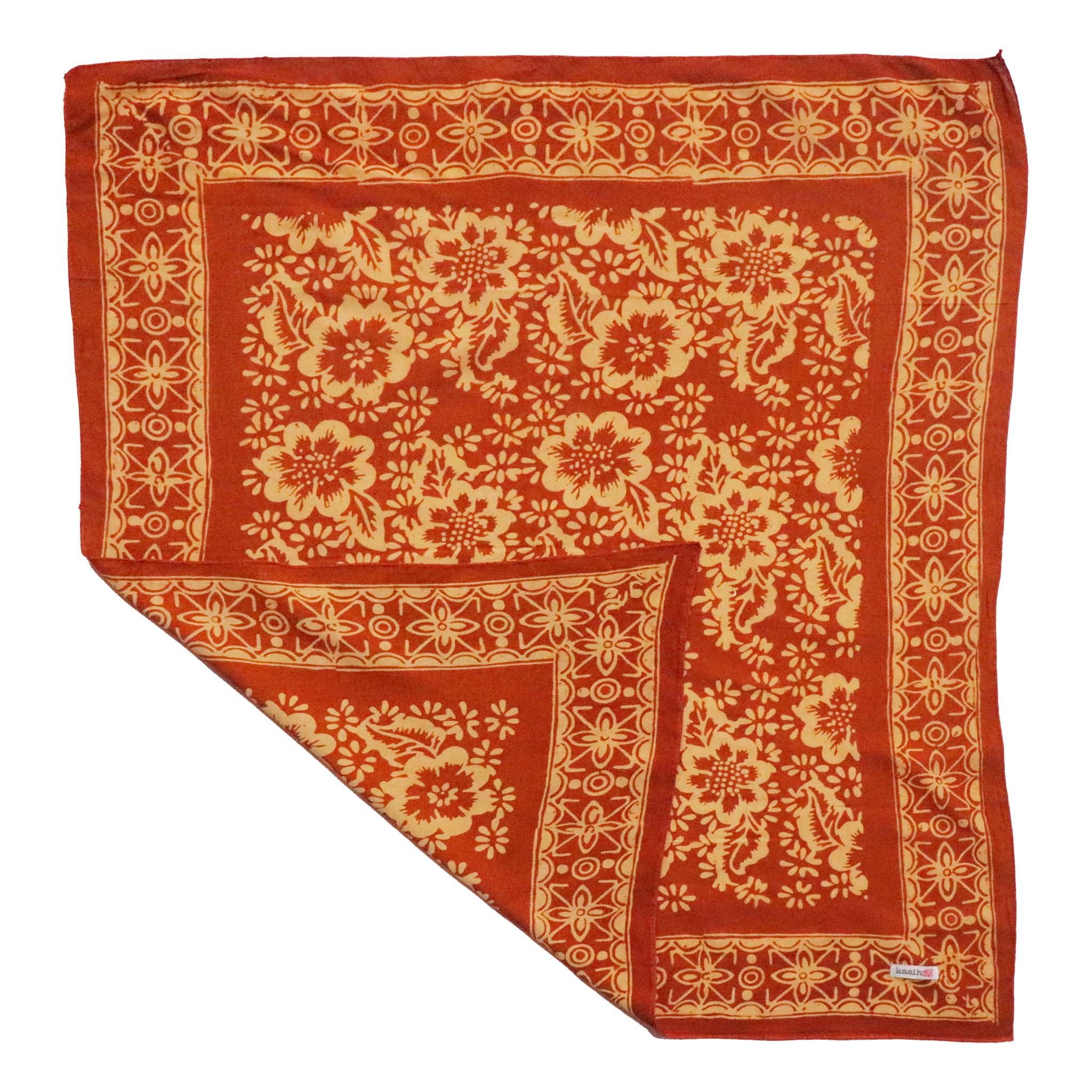 Batik Bandana Lightweight 100% cotton, red brown auburn burnt orange