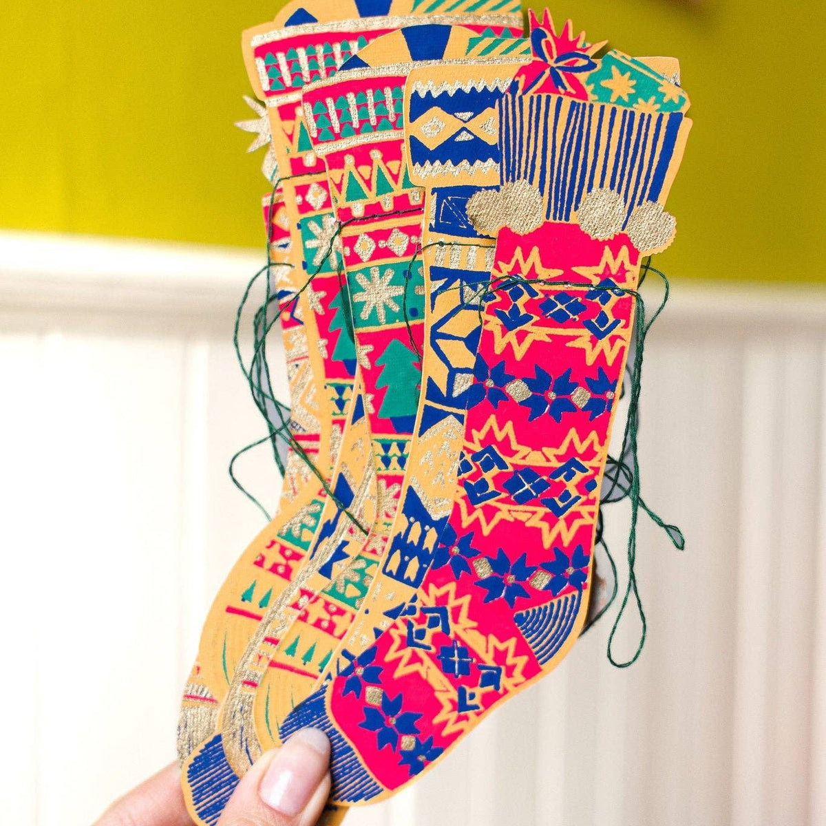 Festive Stockings Sewn Garland