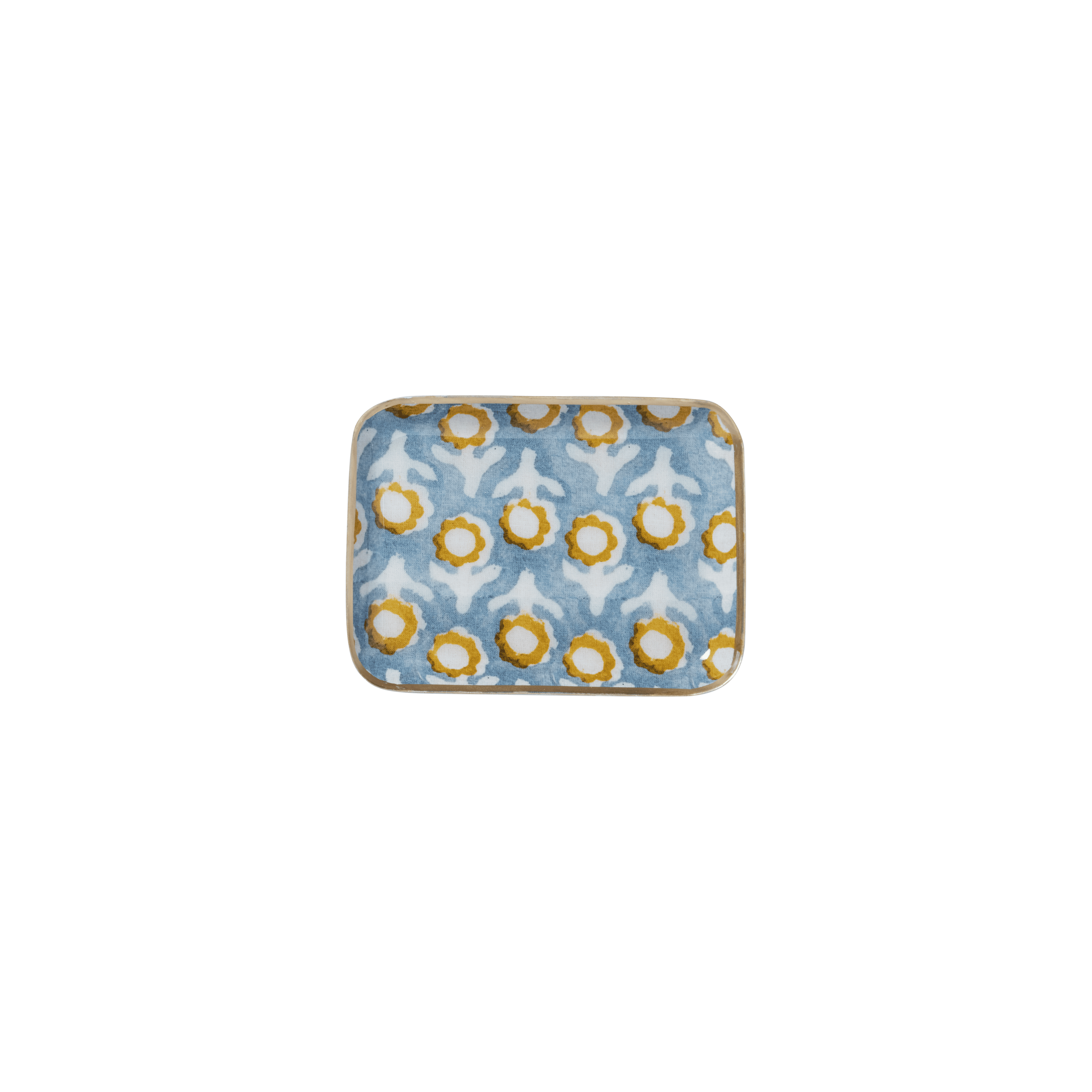 Bohemian Chic Tray with Enamelled Metal Flowers Isha Blue