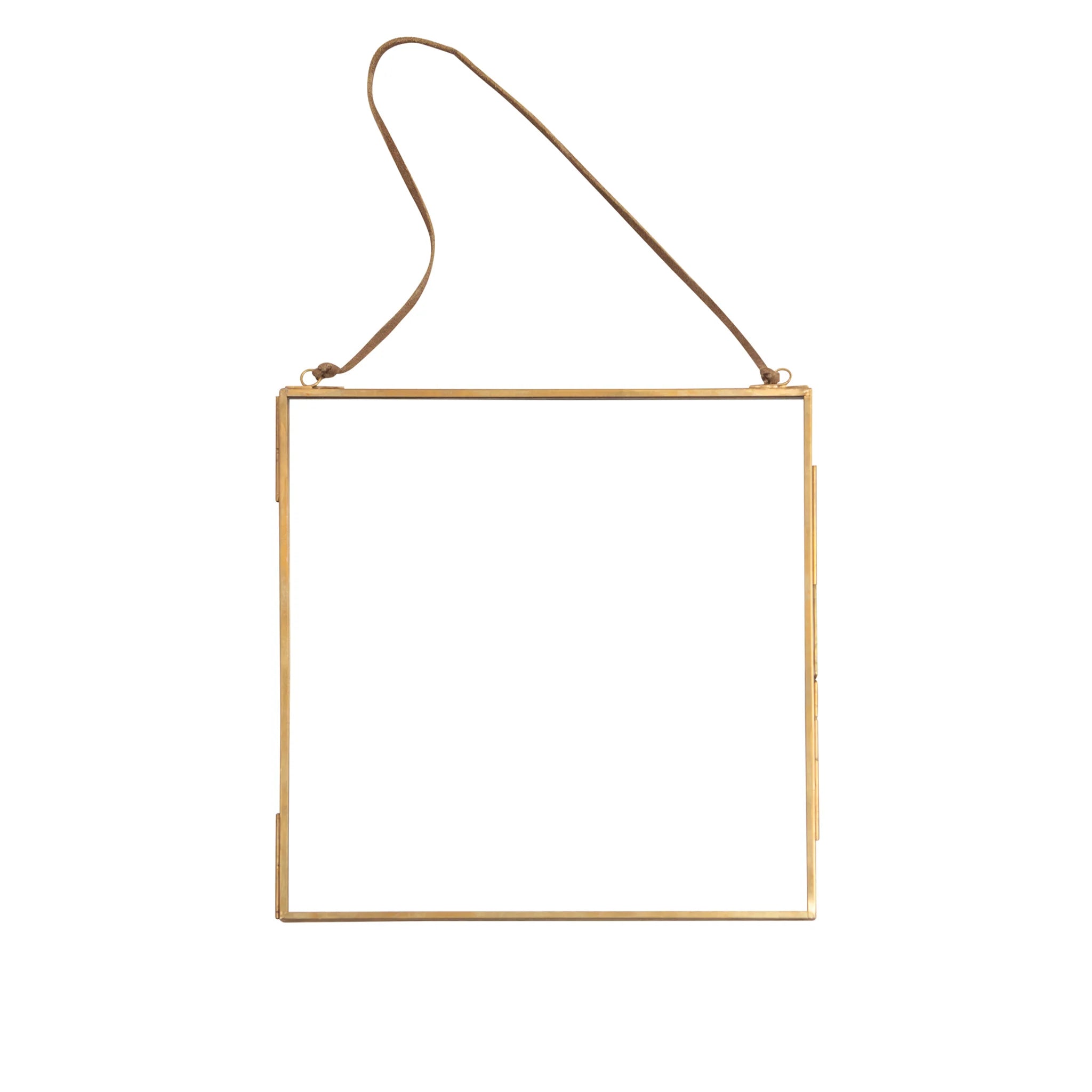 Hanging Glass and Brass Picture Frame with Suede - 10 x 10