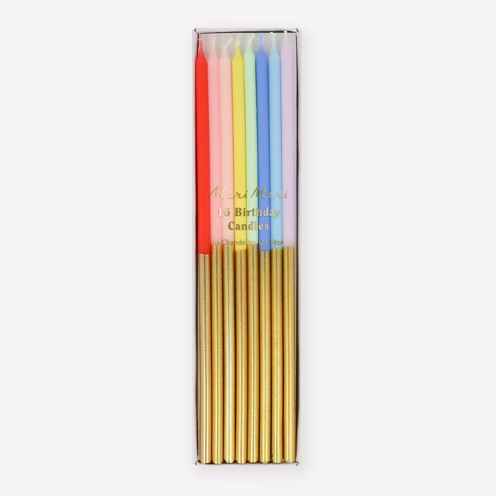 Gold Dipped Rainbow Birthday Candles - 16 count