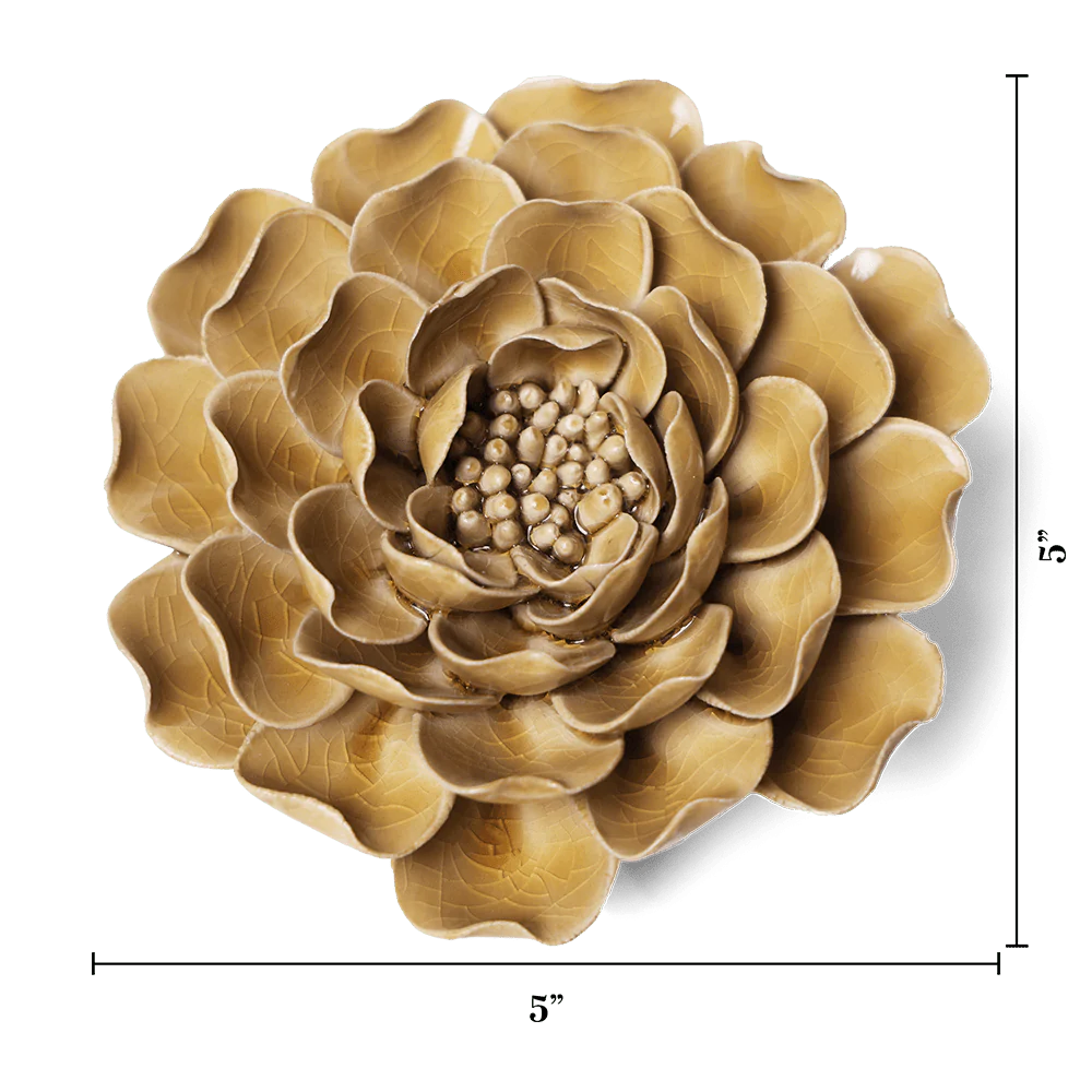 English Garden Ceramic Flower Wall Art - Caramel Charm Peony