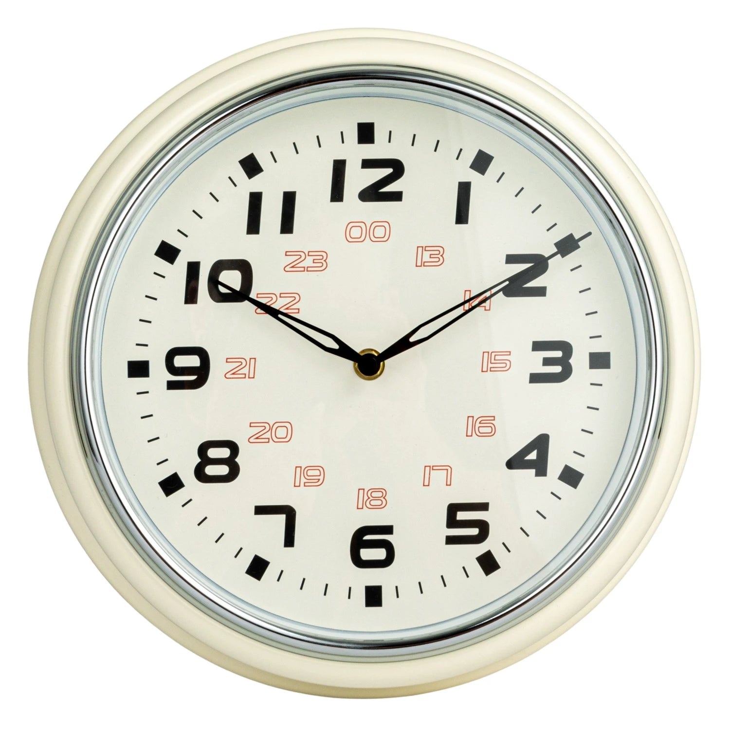 Chic Cream Metal Wall Clock - Chrome Finish