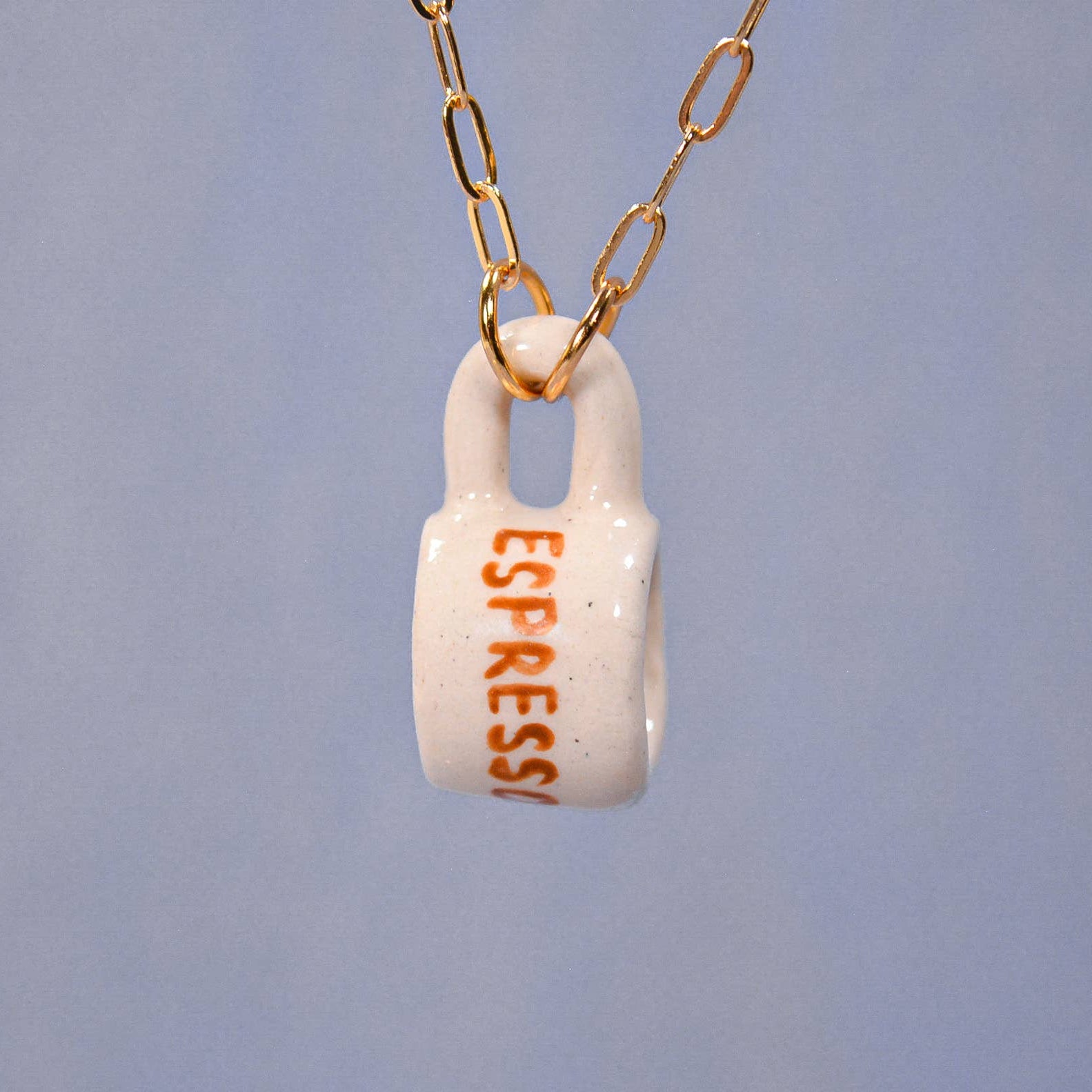 Espresso Miniature Ceramic Mug Charm Pendant Necklace