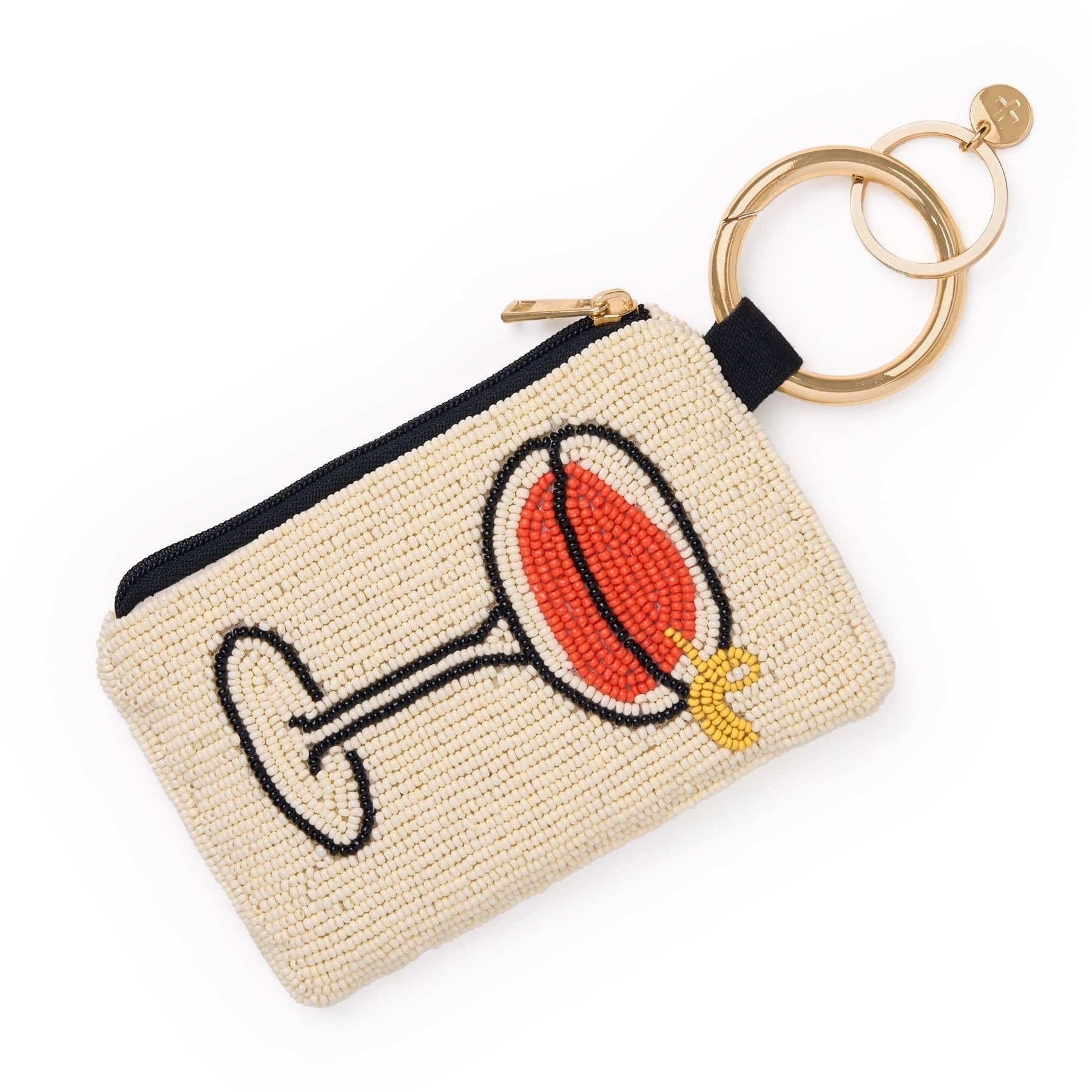 Mary Drinks Beaded Coin Purse Ivory