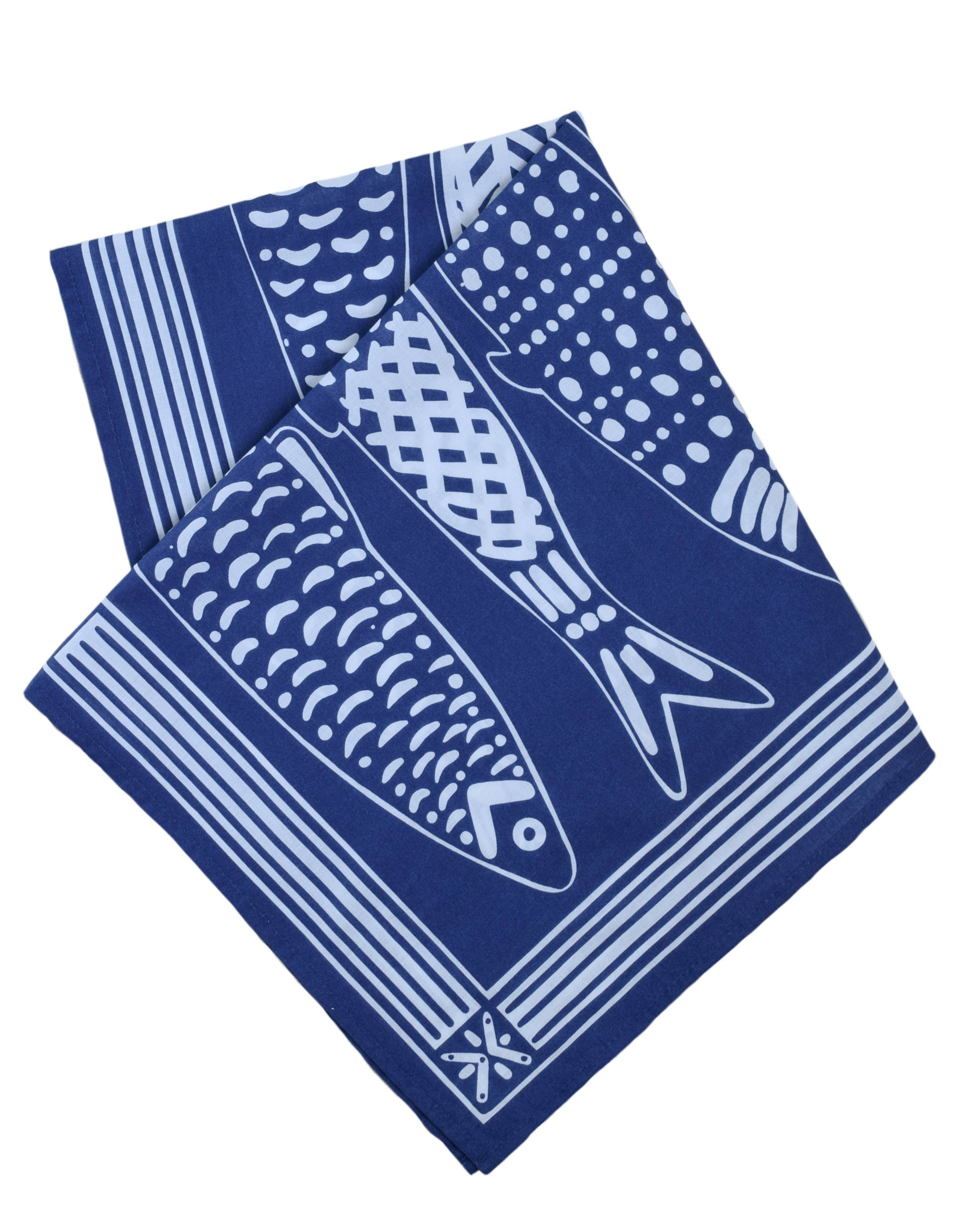 Sardine Bandana - 100% Cotton - Nautical Print - Hanky Ascot