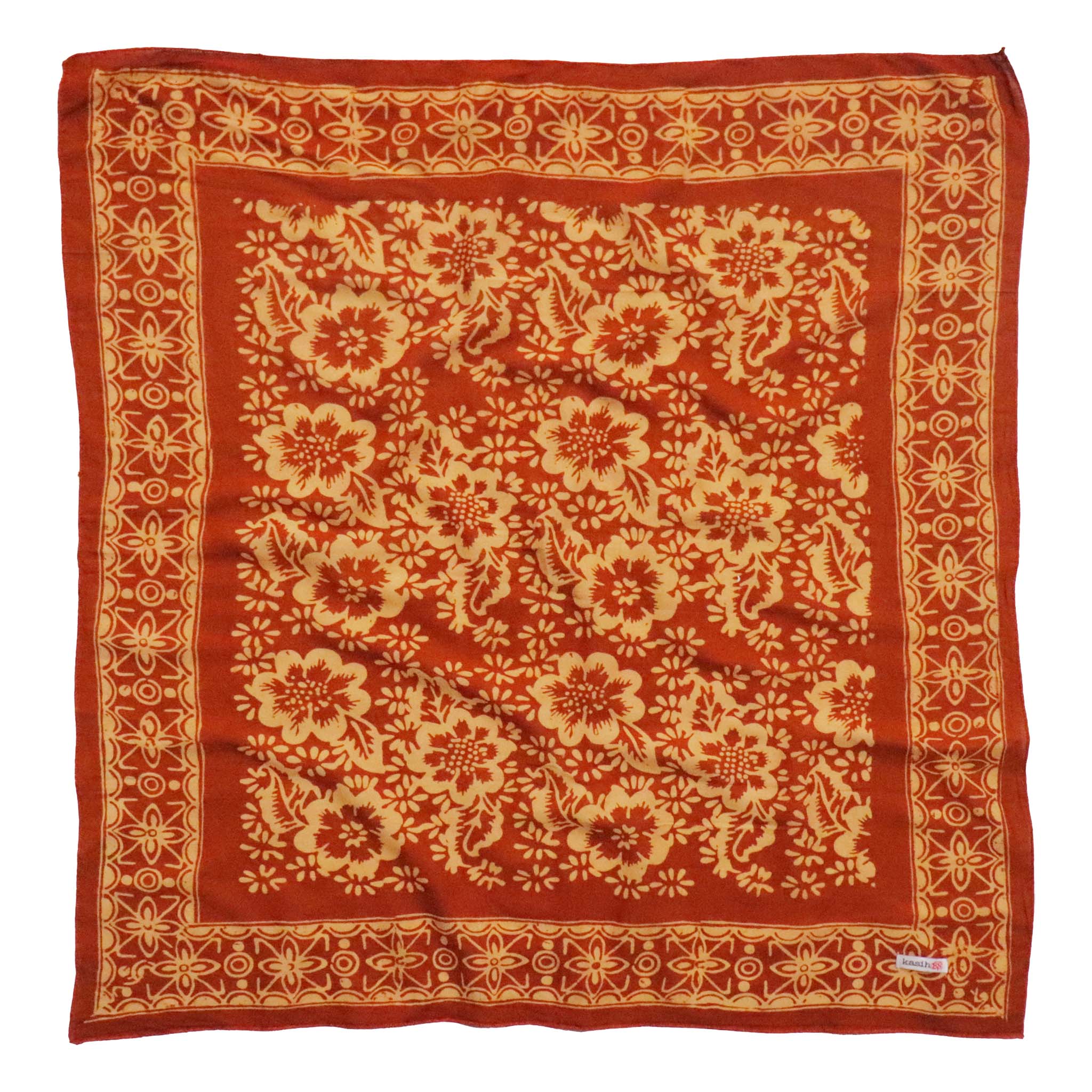 Batik Bandana Lightweight 100% cotton, red brown auburn burnt orange