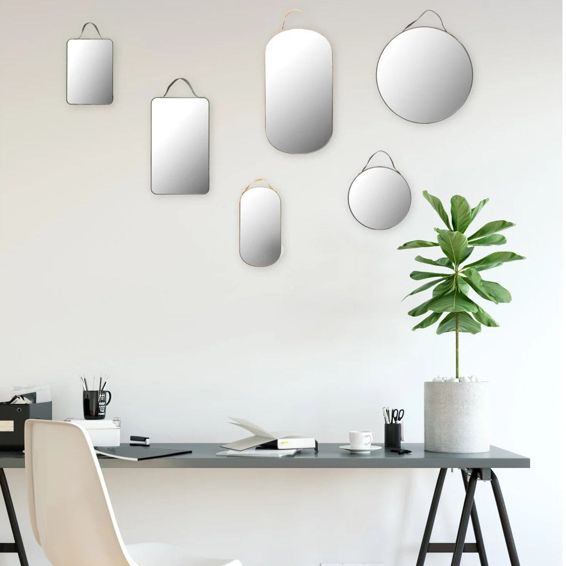 Velvet Edged Wall Mirrors with Hangers